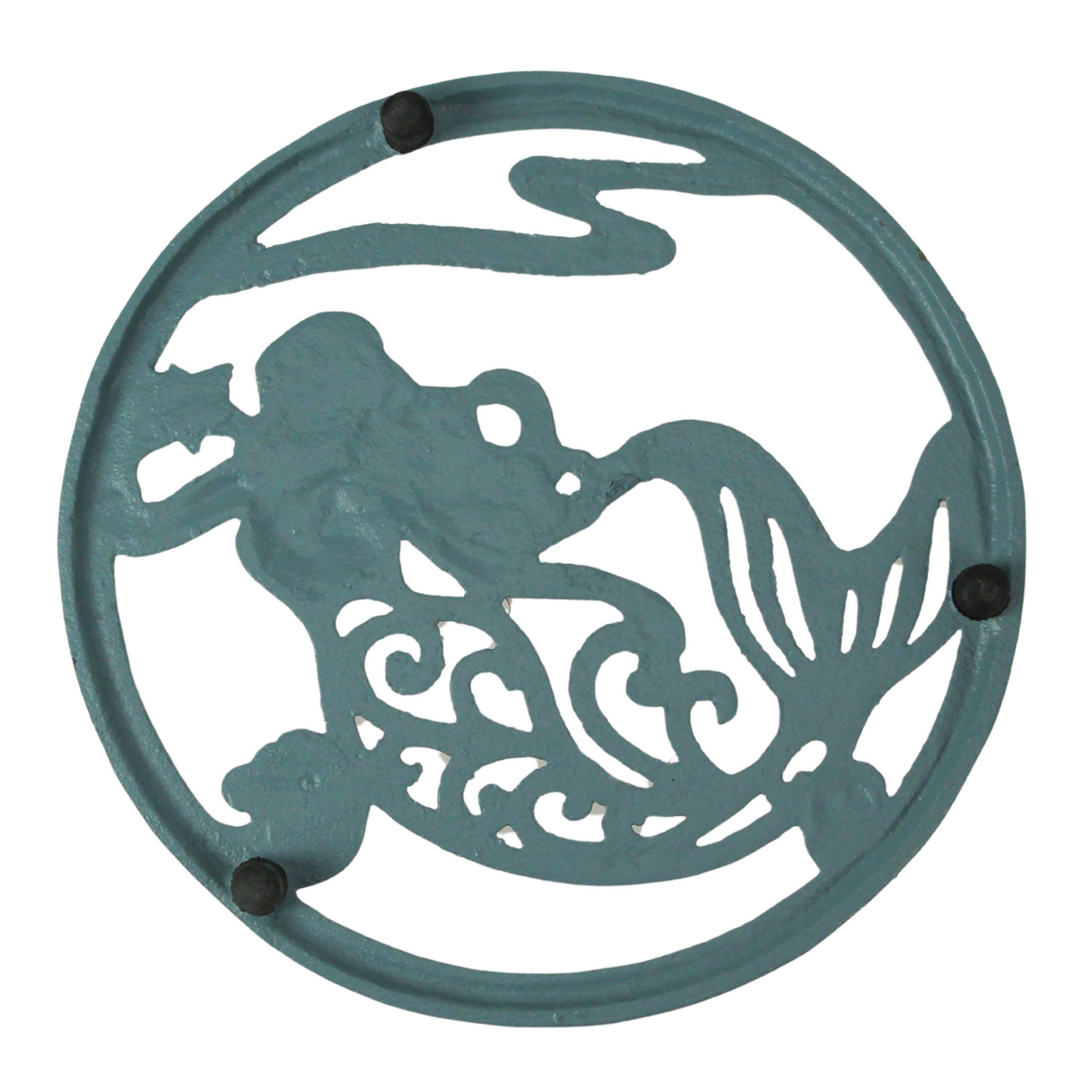 Alt View 6. Zeckos - Set of 3 Cast Iron Nautical Design Kitchen Trivets Decorative Wall Hangings - Multicolored.