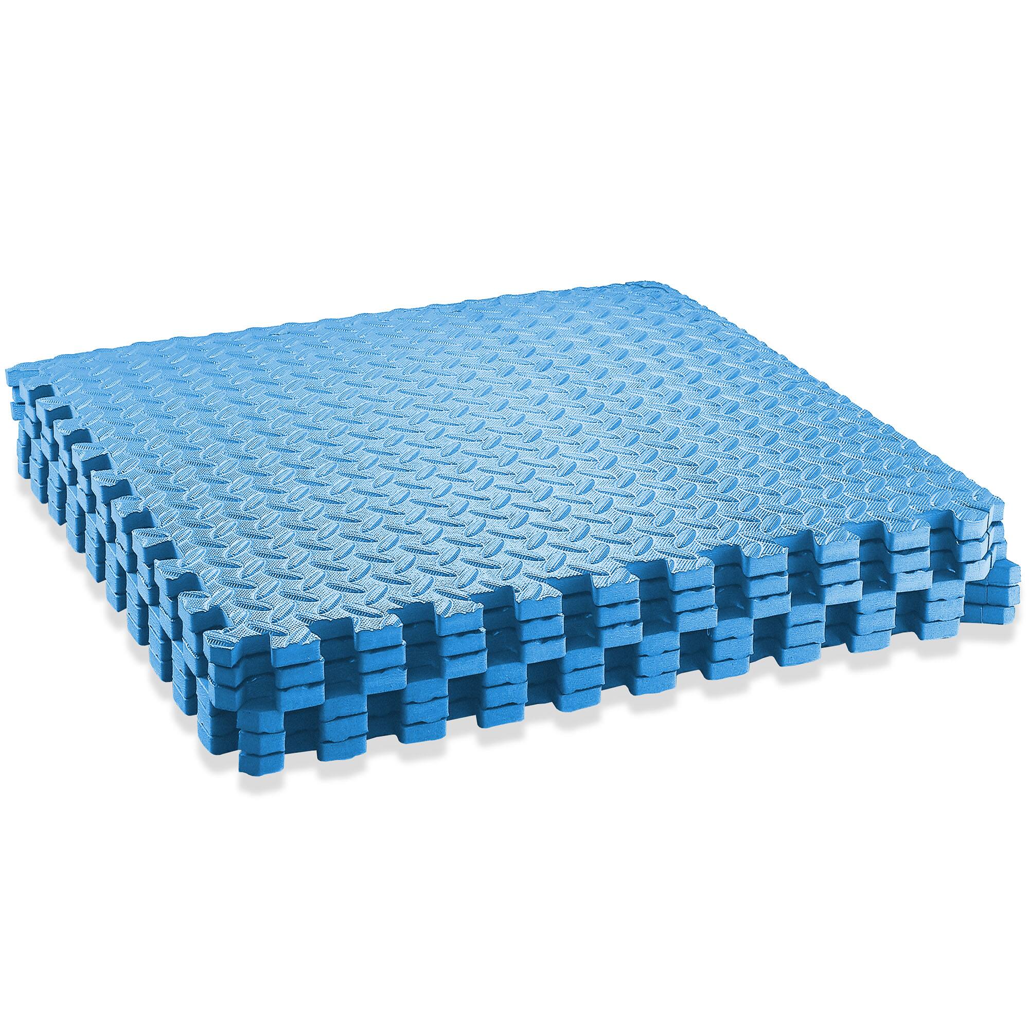 Alt View 1. Philosophy Gym - Exercise Flooring Mats - Foam Rubber Interlocking Puzzle Floor Tiles - Blue.
