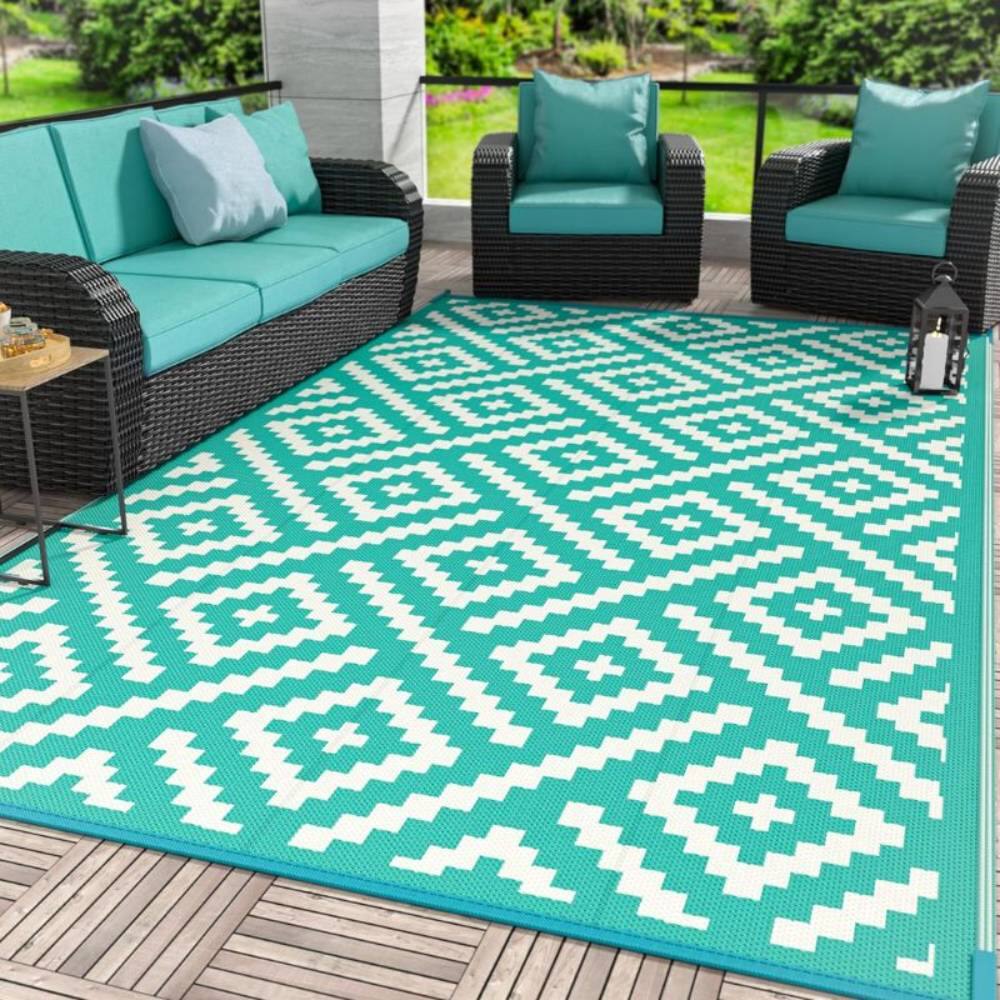 Front. Comfort Essence - MACHINE MADE PLASTIC STRAW OUTDOOR RUG - Green - Green.