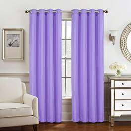 Olivia Gray - Gilbert Solid Single Grommet Curtain Panel Pair - 54x84" - Lilac
