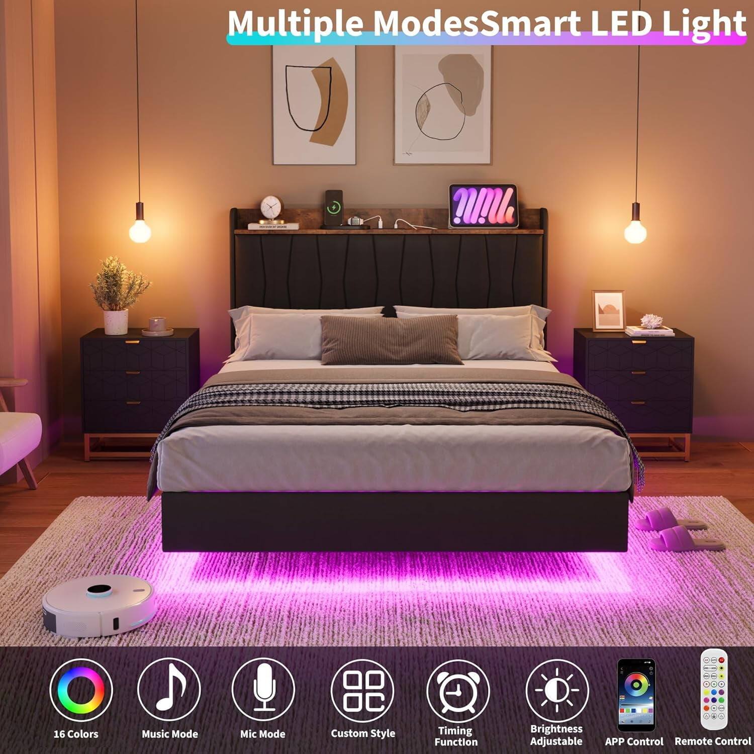 Multiple Modes Smart LED Light  
- 16 Colors  
- Music Mode  
- Mic Mode  
- Custom Style  
- Timing Function  
- Brightness Adjustable  
- APP Control  
- Remote Control