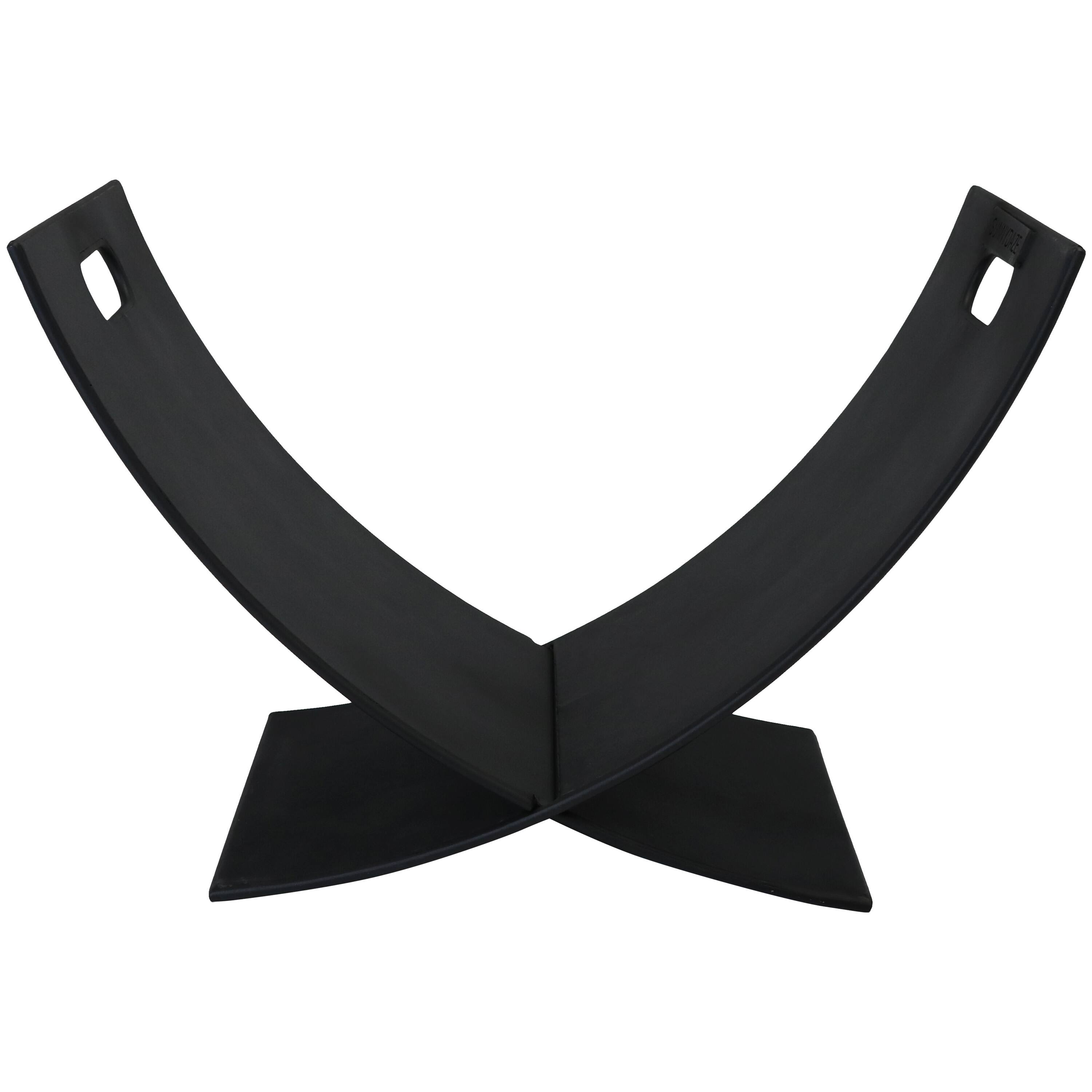 Front. Sunnydaze - 30 in Heavy-Duty Steel Firewood Log Rack - Black.