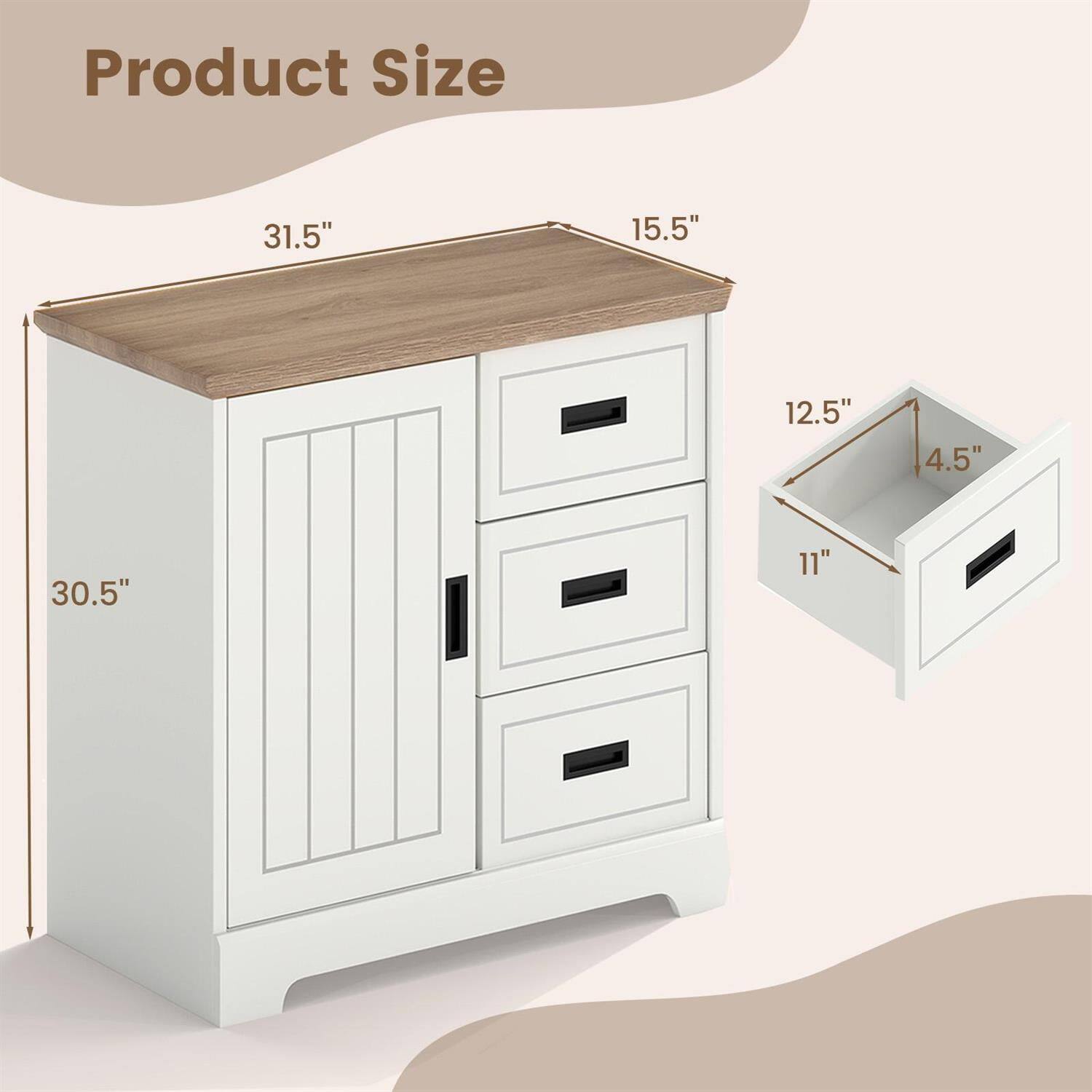 Product Size  
31.5" x 15.5" x 30.5"  
12.5" x 11" x 4.5"