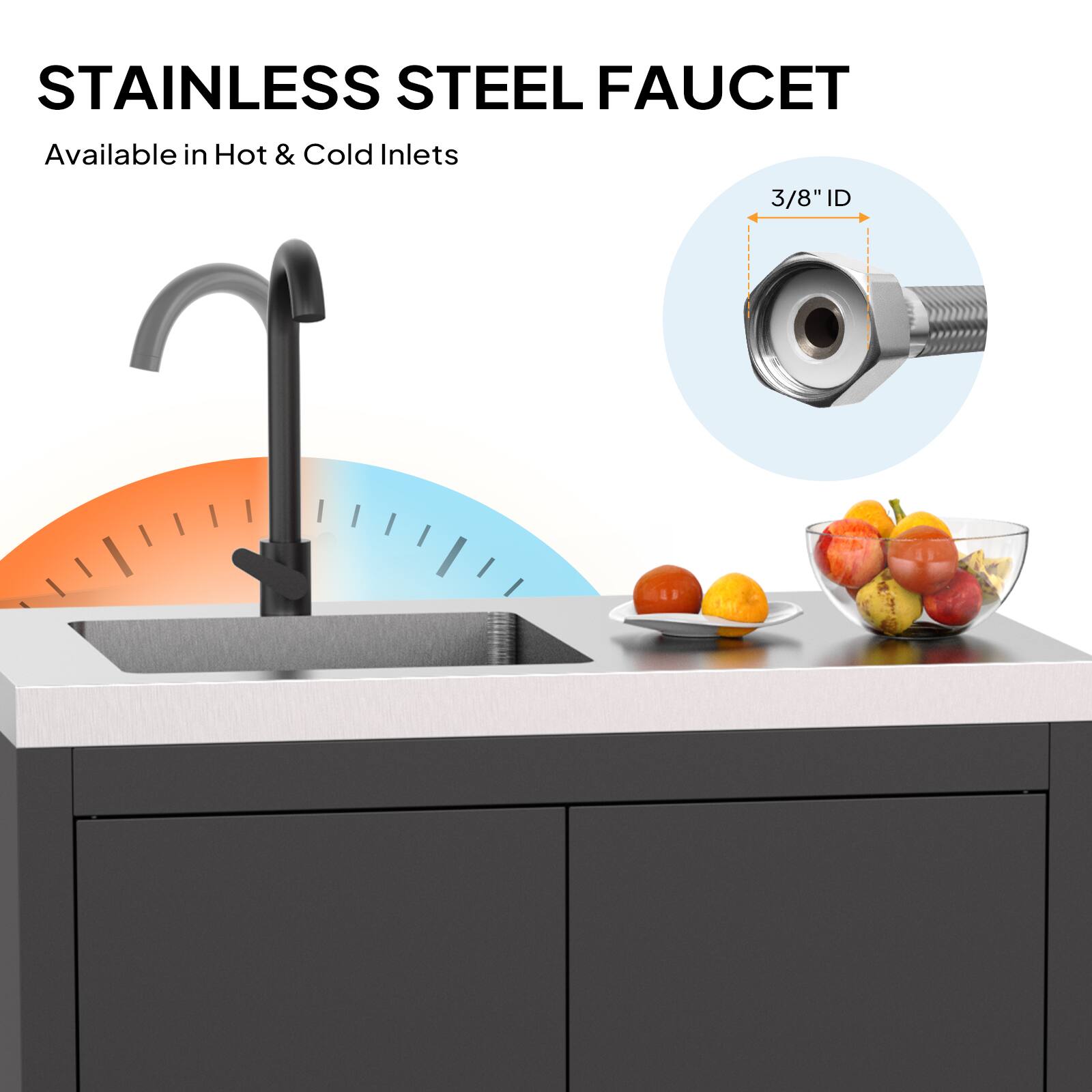 STAINLESS STEEL FAUCET  
Available in Hot & Cold Inlets  
3/8" ID