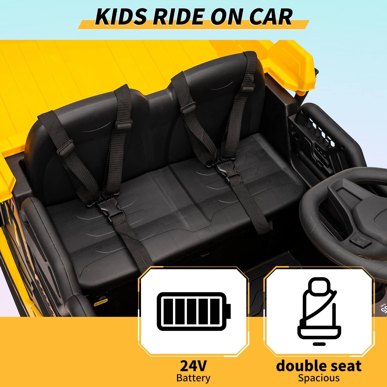 KIDS RIDE ON CAR

- 24V Battery
- double seat Spacious