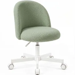 Celtoss - Vanity Makeup Chair with Wheels, Cute Desk Chair, Small Armless Computer Chair, Adjustable Height & Swivel - Green