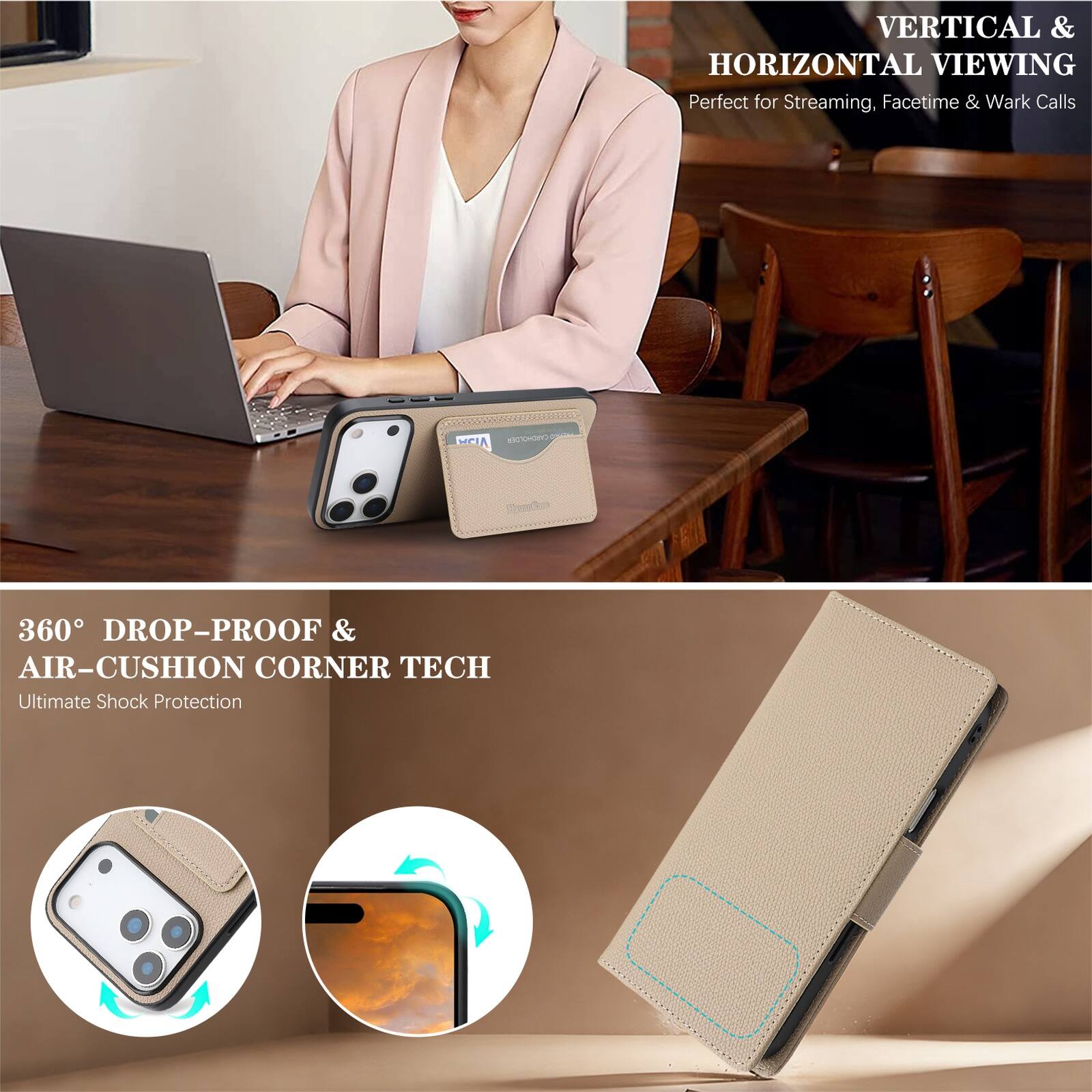 VERTICAL & HORIZONTAL VIEWING  
Perfect for Streaming, Facetime & Work Calls  

360° DROP-PROOF & AIR-CUSHION CORNER TECH  
Ultimate Shock Protection