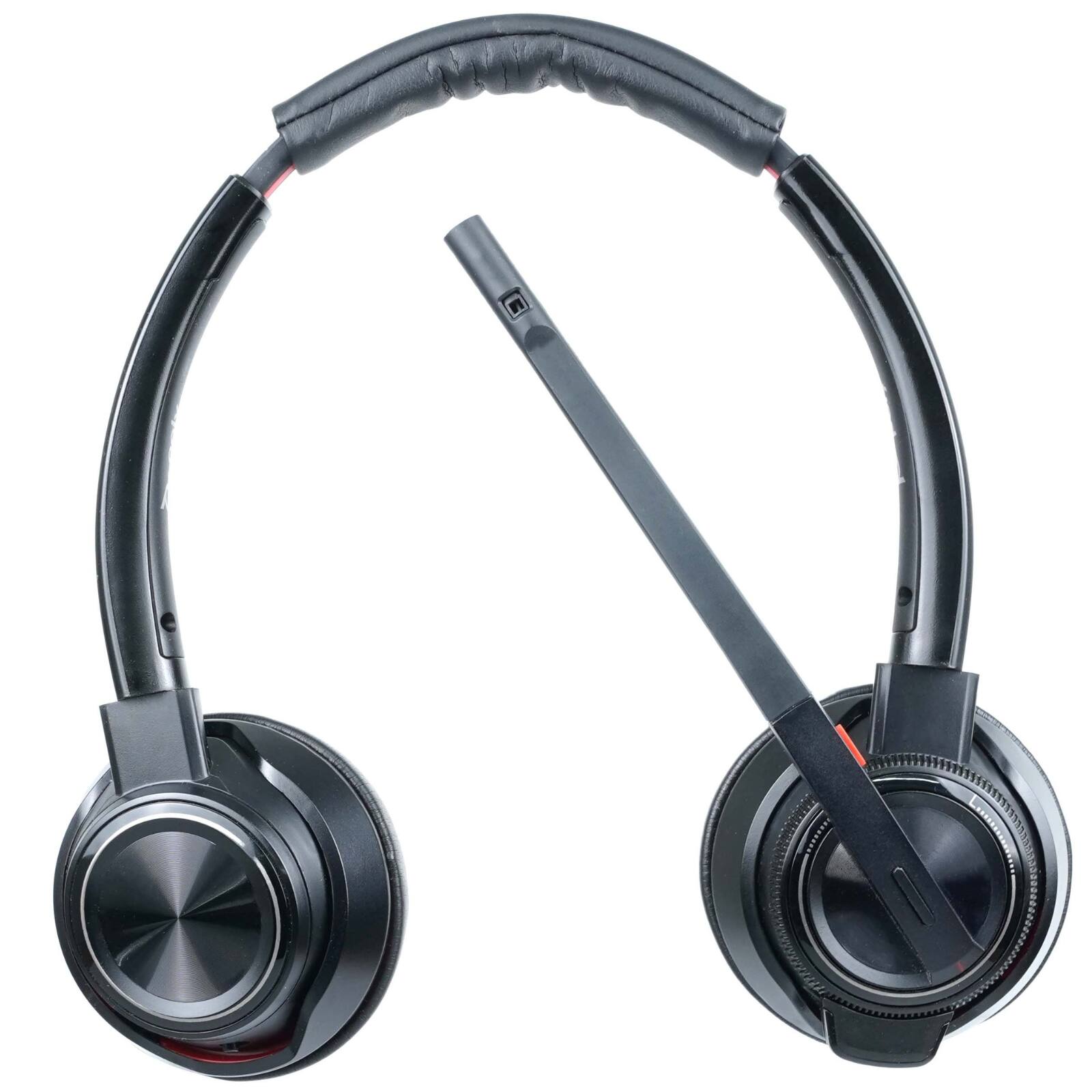 Alt View 1. Plantronics - Savi 8220M DECT 6.0 Wireless Stereo Headset – 3-Way PC/Desk Phone/Mobile – Noise Canceling ANC – Up to 590ft Range - Black.