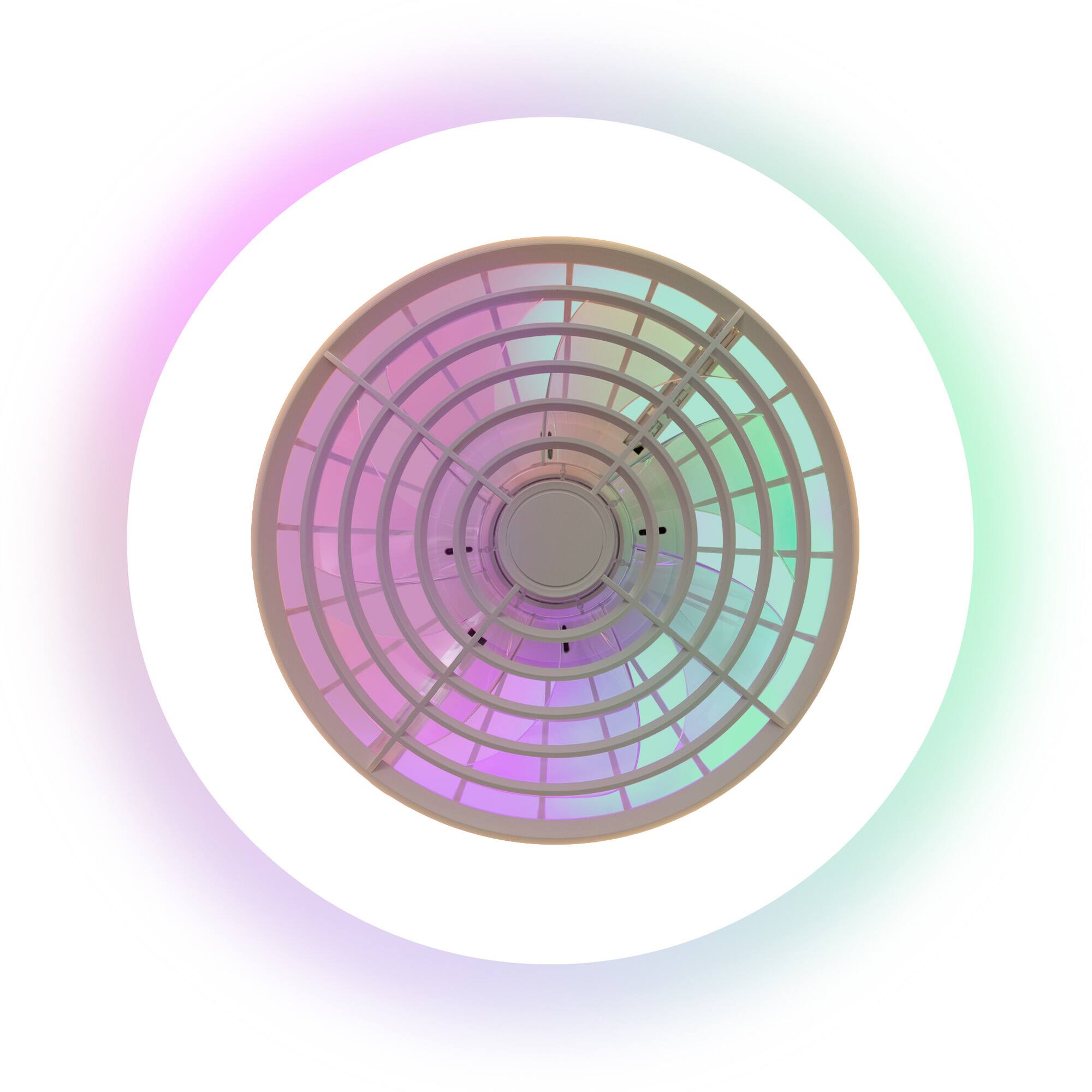 Alt View 10. Breezary - 19-In Flush Mount RGB Ceiling Fan with 5 Blades, 3-Color Light, DC Motor and 6-Speed Remote Control with Timer - Matte White.