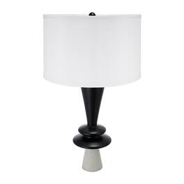 Luckbyte - D15x26.7" Black Aluminum Table Lamp Disc Accents White Shade Lamp Shade Assembly Required