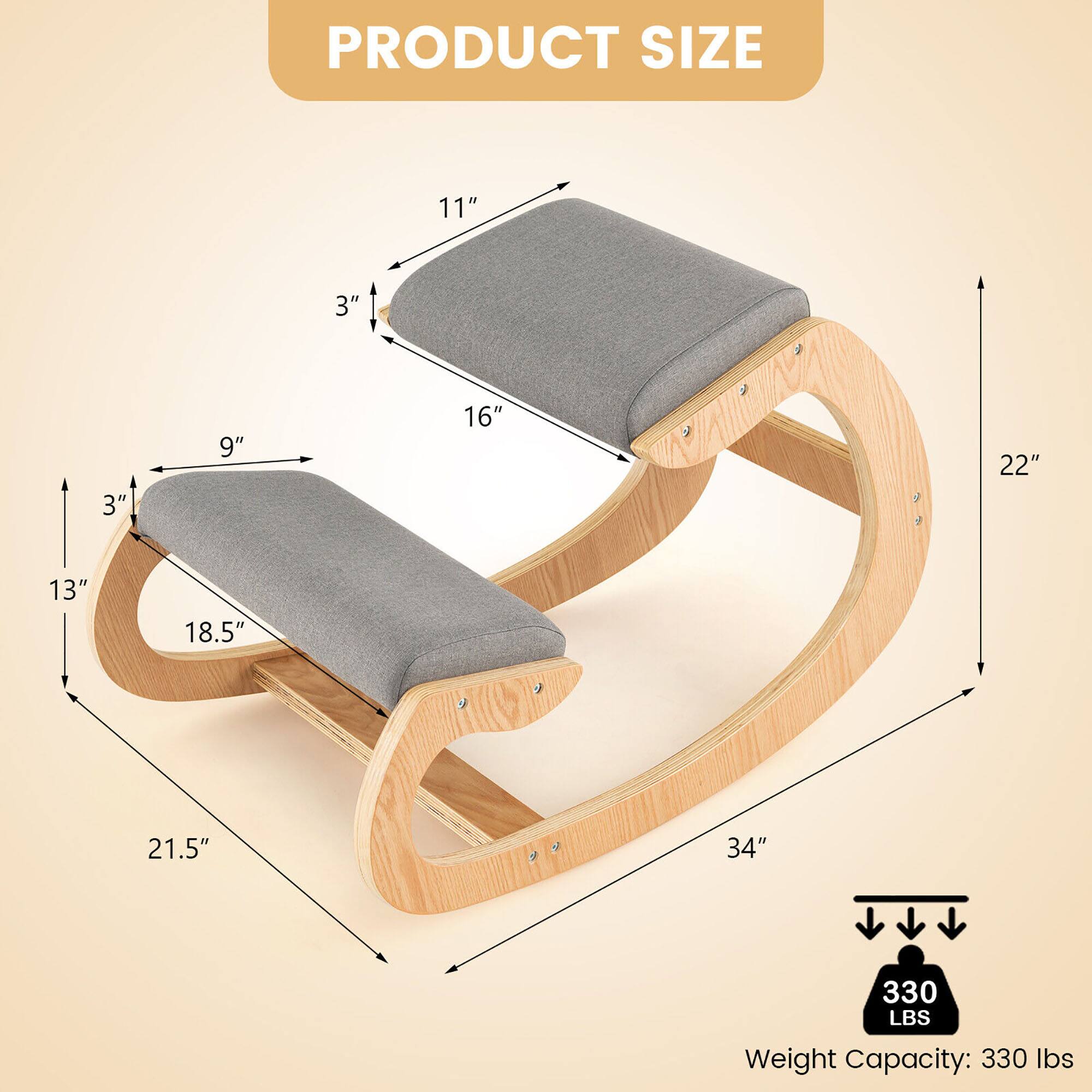 PRODUCT SIZE

- 11"
- 3"
- 16"
- 22"
- 34"
- 21.5"
- 18.5"
- 13"
- 9"
- 3"

Weight Capacity: 330 lbs