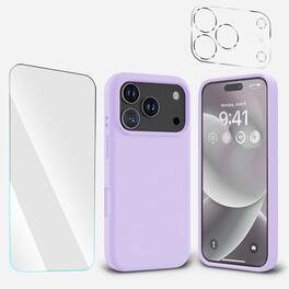 Bundle - Entronix - 3-in-1 for iPhone 17 Pro Max - Liquid Silicone Case, Screen & Camera Protectors - Purple