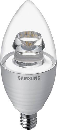 Front Standard. Samsung - 300-Lumen, 5.2-Watt Dimmable Candle LED Light Bulb, 40-Watt Equivalent - Warm White.