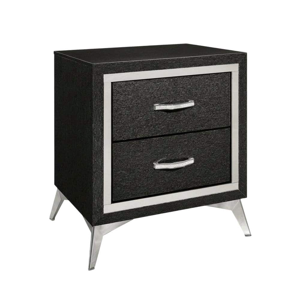 FurniFact - Bedroom Nightstand with Sleek Design and Ample Storage - Black