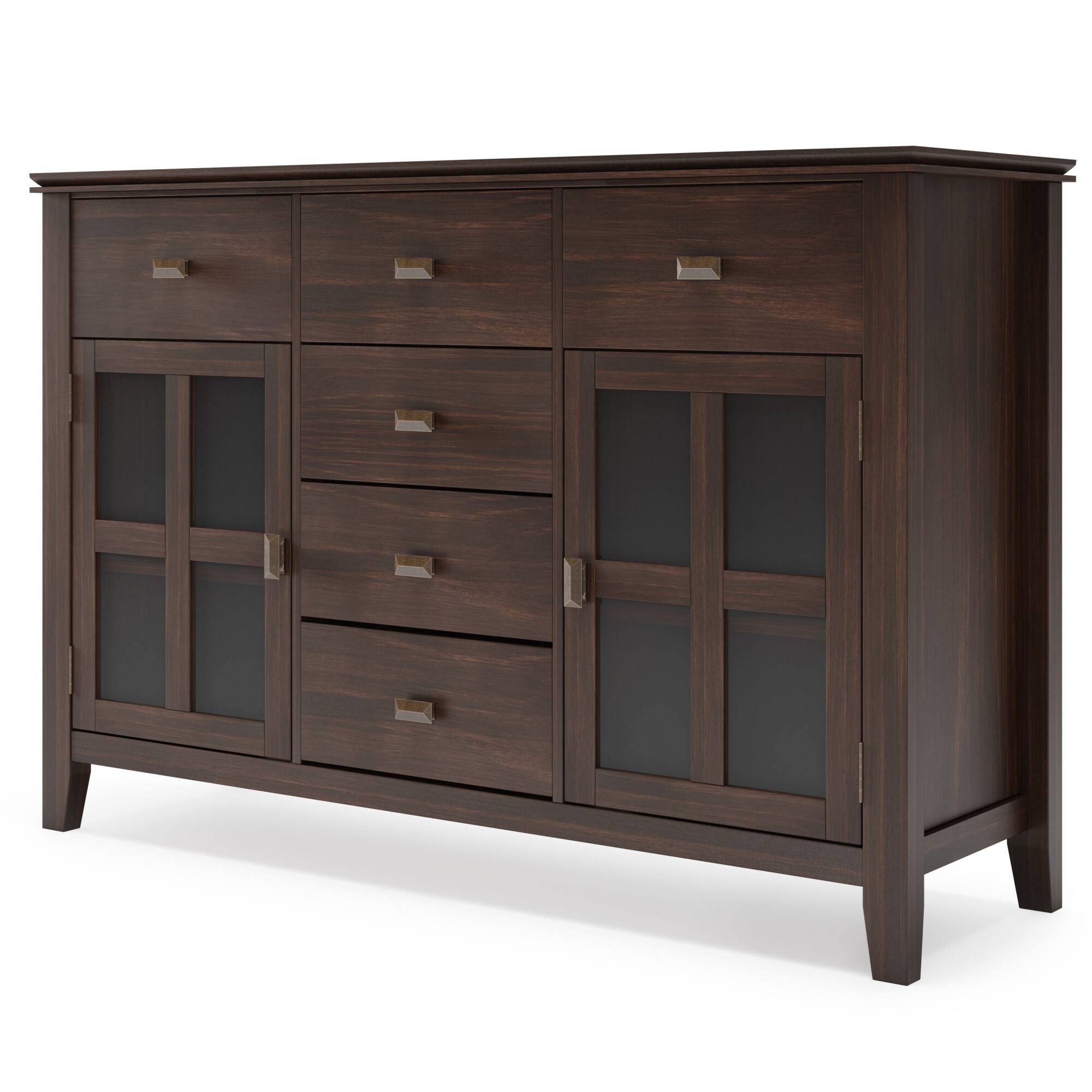 Angle. Simpli Home - Artisan Sideboard Buffet - Dark Chestnut Brown.