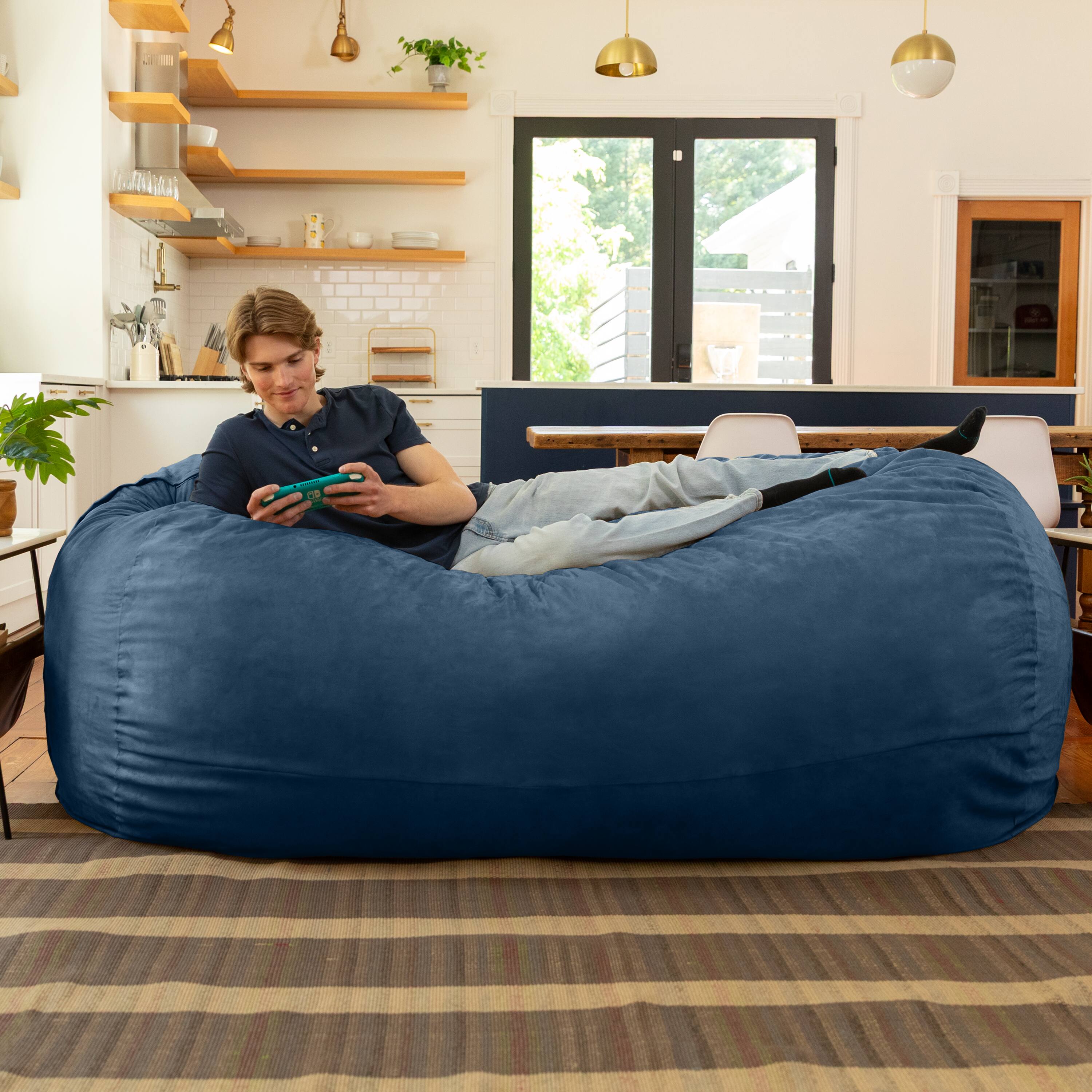 Alt View 2. Jaxx - Jaxx 7 Foot Giant Bean Bag Sofa, Navy - Navy.