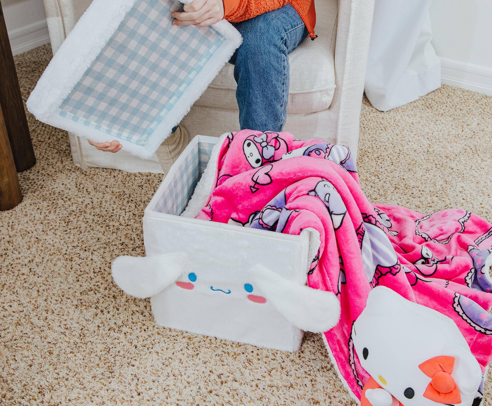 Alt View 5. Ukonic - Sanrio Cinnamoroll 13 x 13 Inch Plush Storage Cube - White.