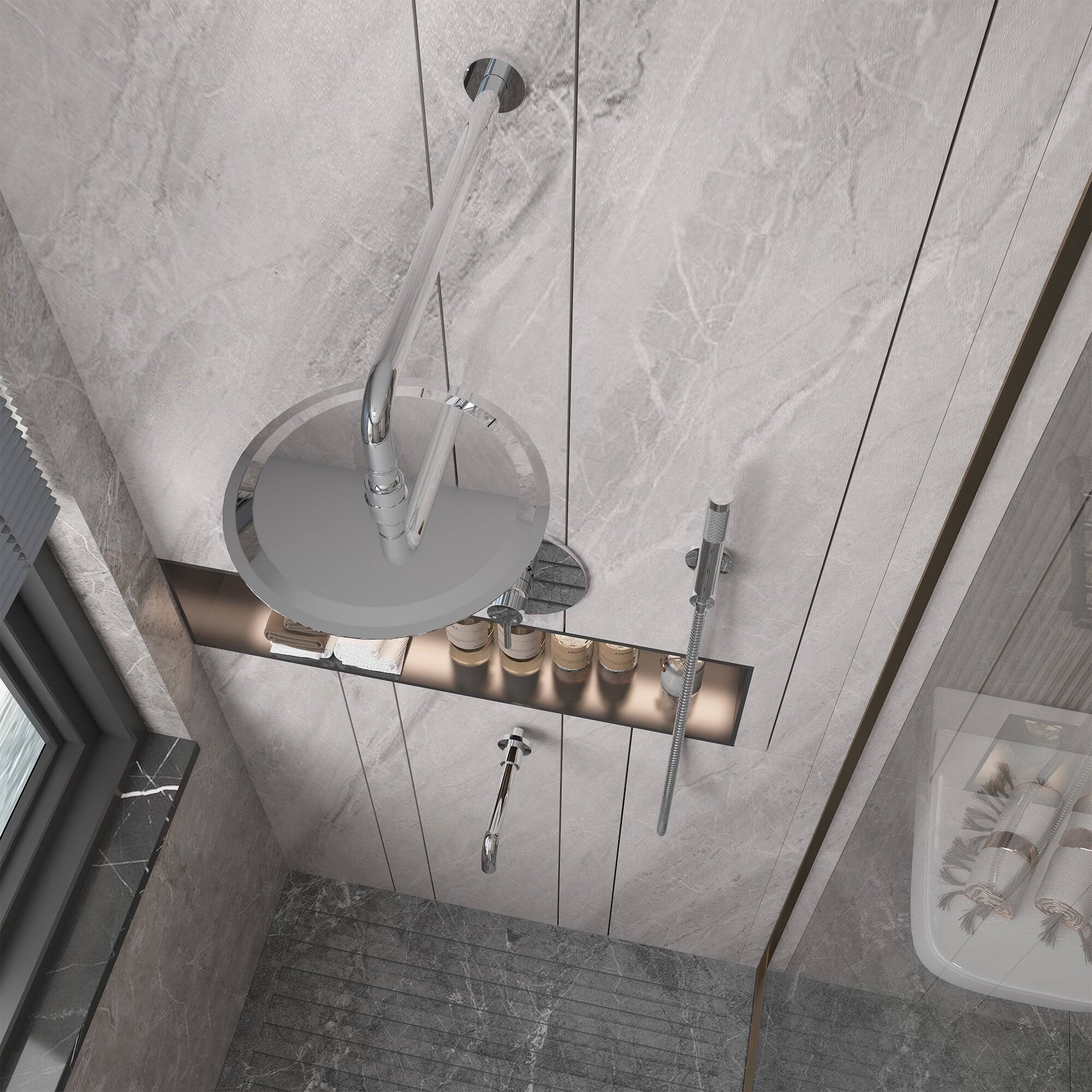 Alt View 8. Boyel Living - Wall Mount 10 in. Single Handle 1-Spray Tub and Shower Faucet 1.8 GPM in Chrome Pressure Balance Valve Included - Chrome.