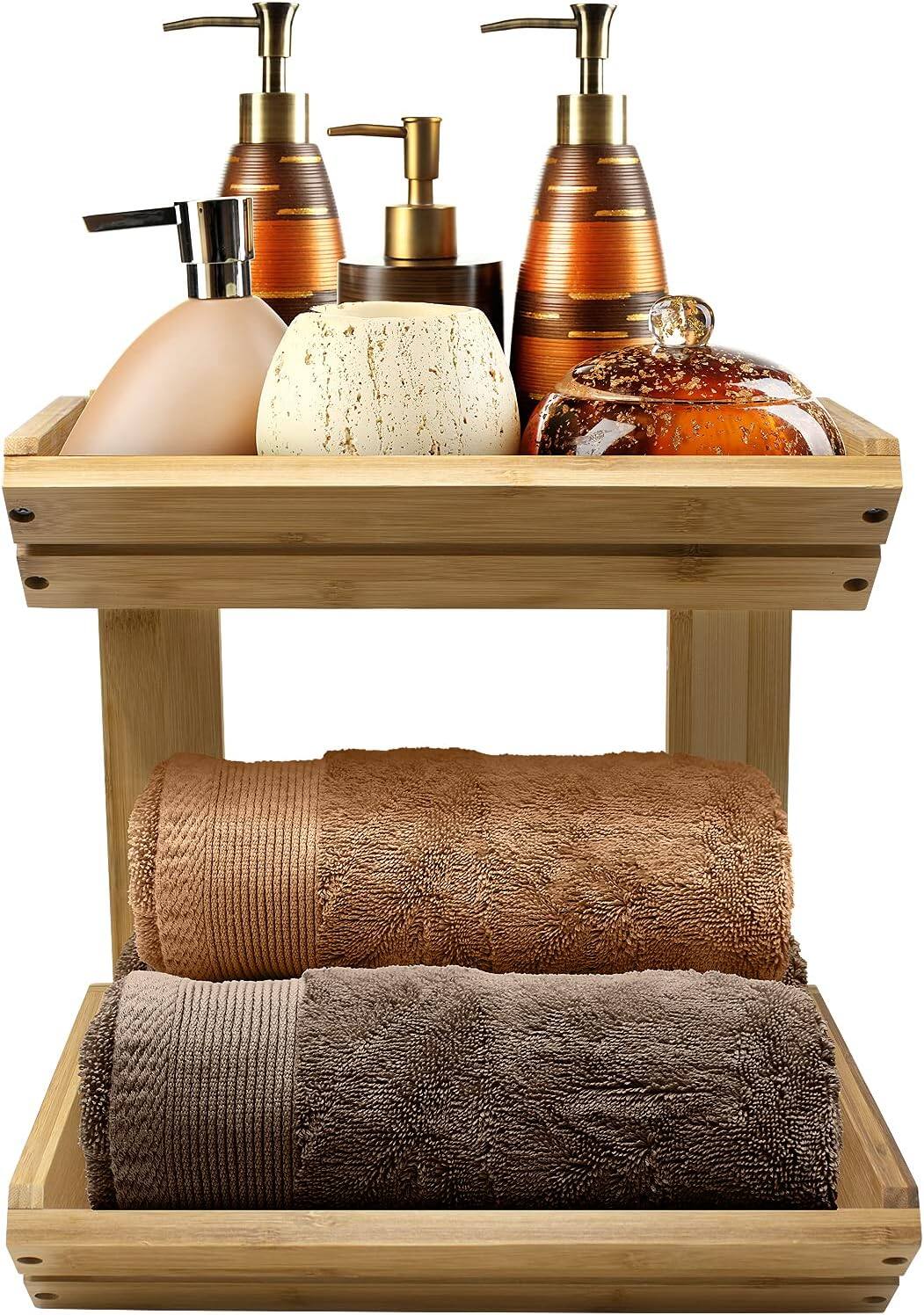 Alt View 4. Sorbus - Sorbus 2-Tier Bamboo Basket Rack Stand Holder for Kitchen Counters, Home Storage Basket Display Tray - Bamboo.