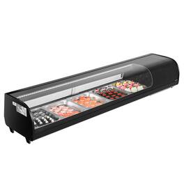 VEVOR - Sushi Display Case Refrigerator, 2.9 Cu.ft Commercial Sushi Case, 5-Pan Countertop Showcase with Curved Glass - Black