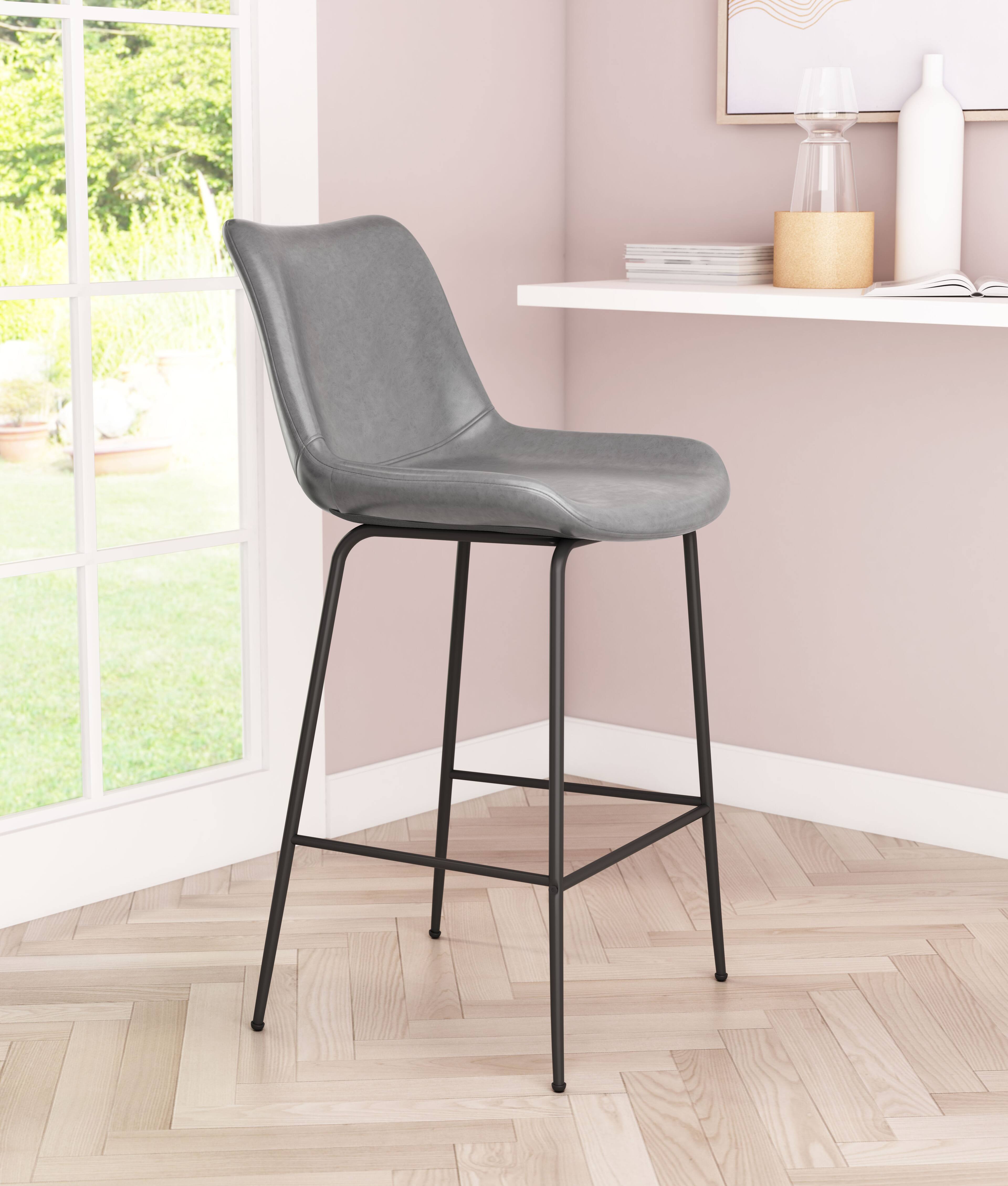 Angle. Hivvago - Byron Counter Stool Gray - Gray.