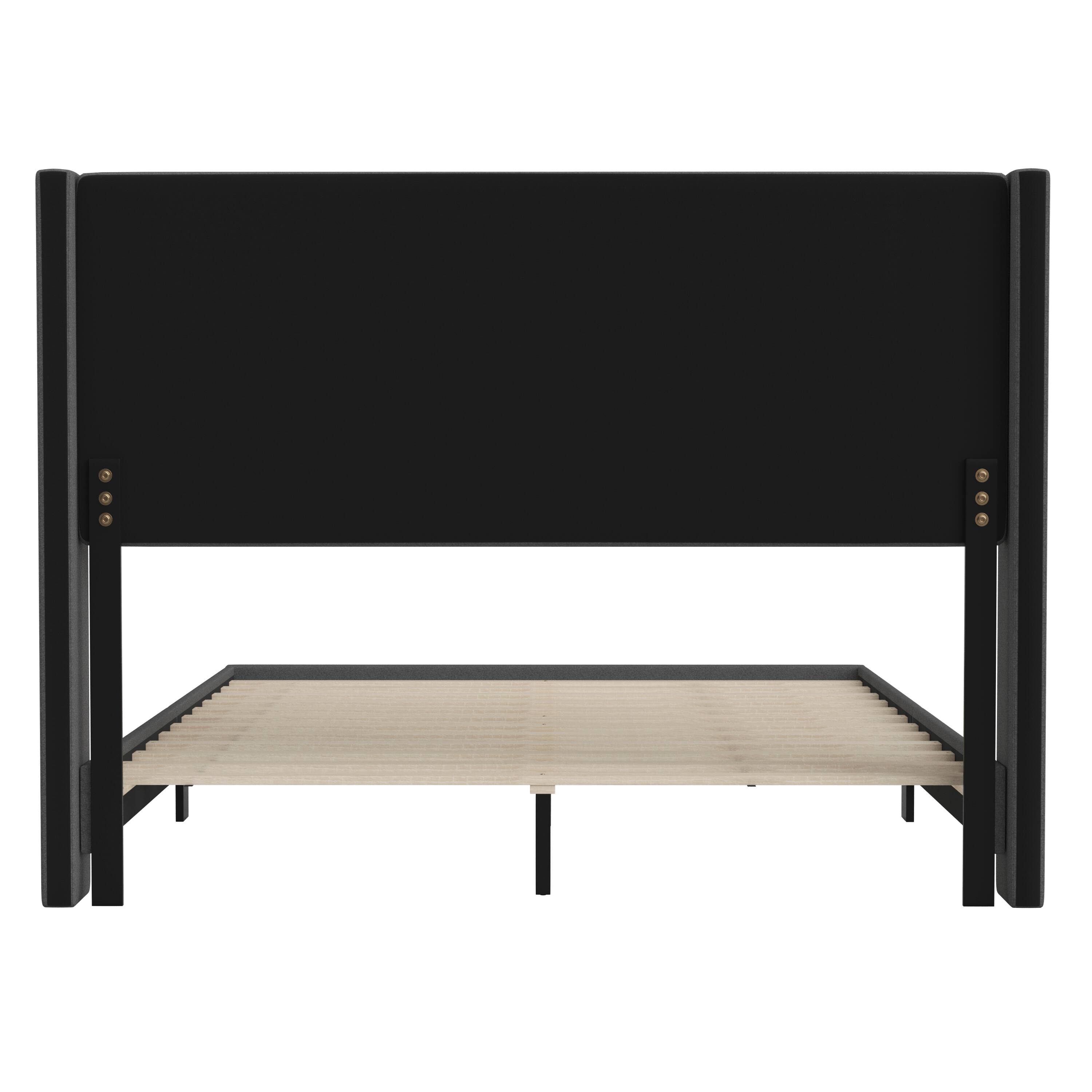 Alt View 7. Emma + Oliver - Upholstered Platform Bed with Wingback Headboard - Charcoal.