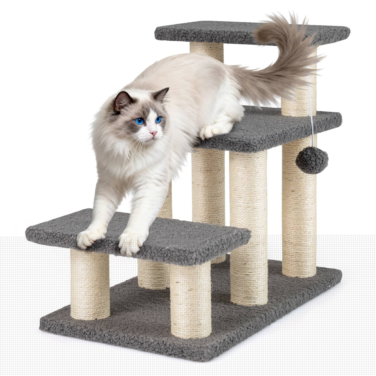 Gymax - 2-in-1 Cat Tree Tower Pet Steps w/ Scratching Posts Hanging Toy Ball Perch - GYM19078