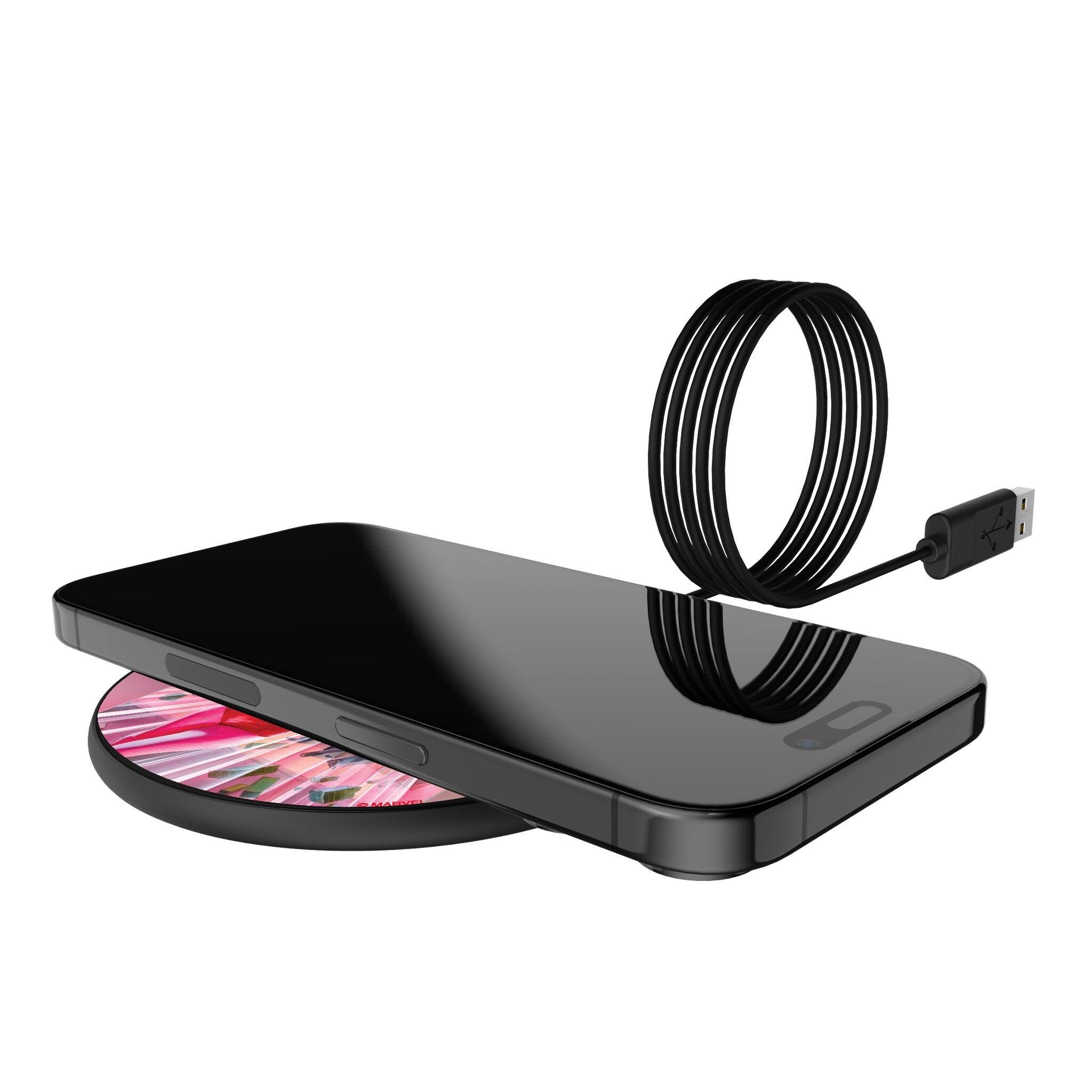 Alt View 1. Keyscaper - Marvel Cover Art 15-Watt Wireless Charger - Scarlet Witch.