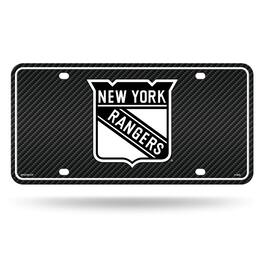 Rico Industries - New York Rangers NHL 12x6 Carbon Fiber Design Metal License Plate Auto Tag - Multi