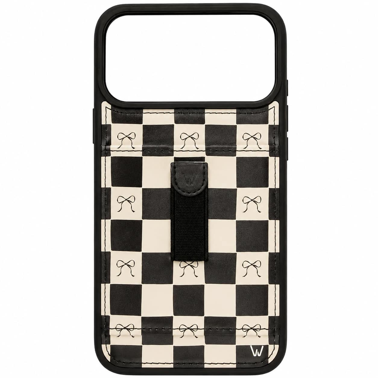 Walli Cases - iPhone 17 Pro Max Sport Case with Wallet and Finger Strap - Bow Noir