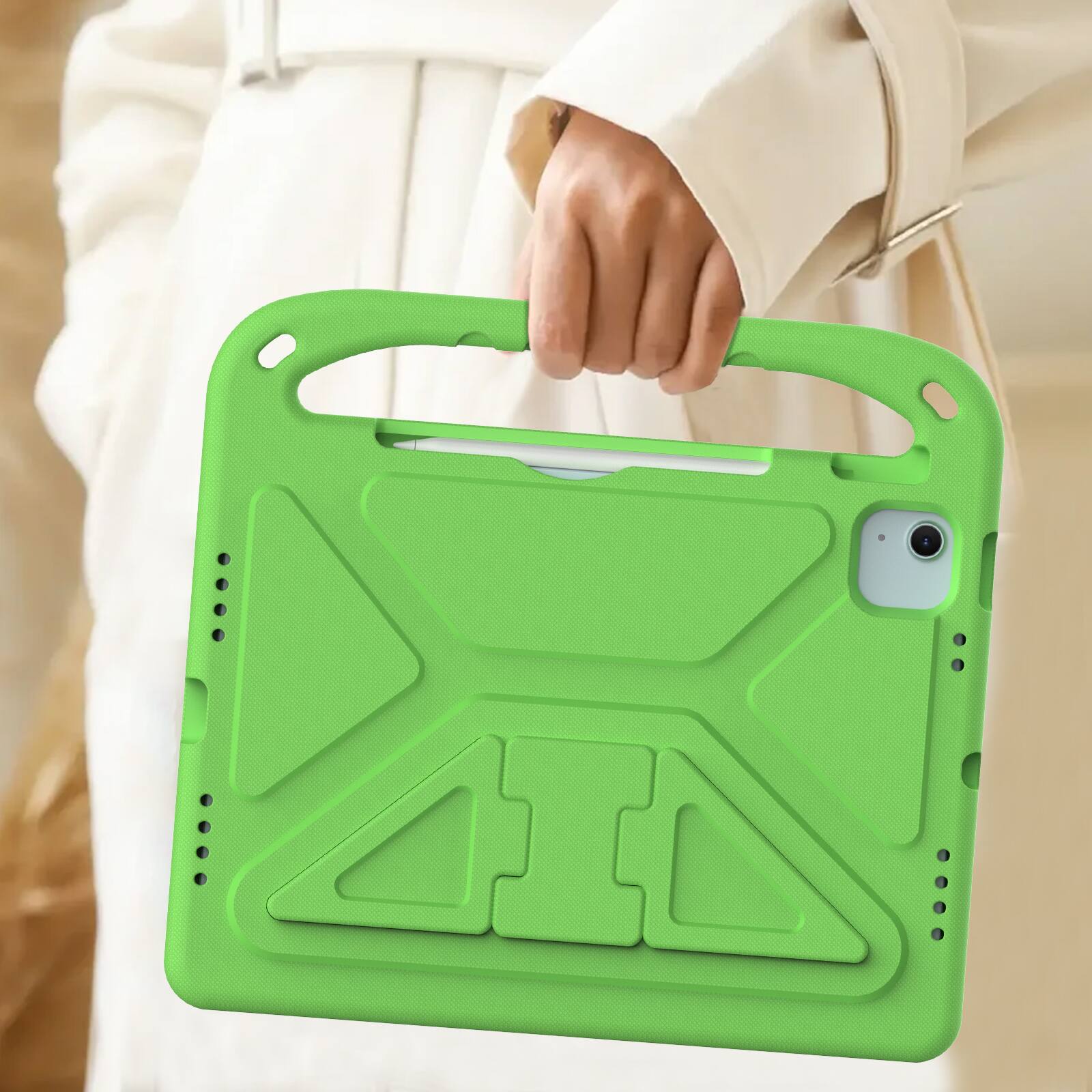 Alt View 3. UUCOVER - Lightweight EVA Case for iPad Air 11-inch M4 M3 M2 (2026/2025/2024) Shockproof Handle Kickstand Anti-Slip Cover - Green.