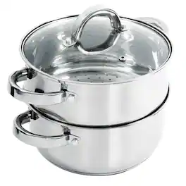 Oster - Hali 3 Piece Stainless Steel Steamer Set With Lid - Silver
