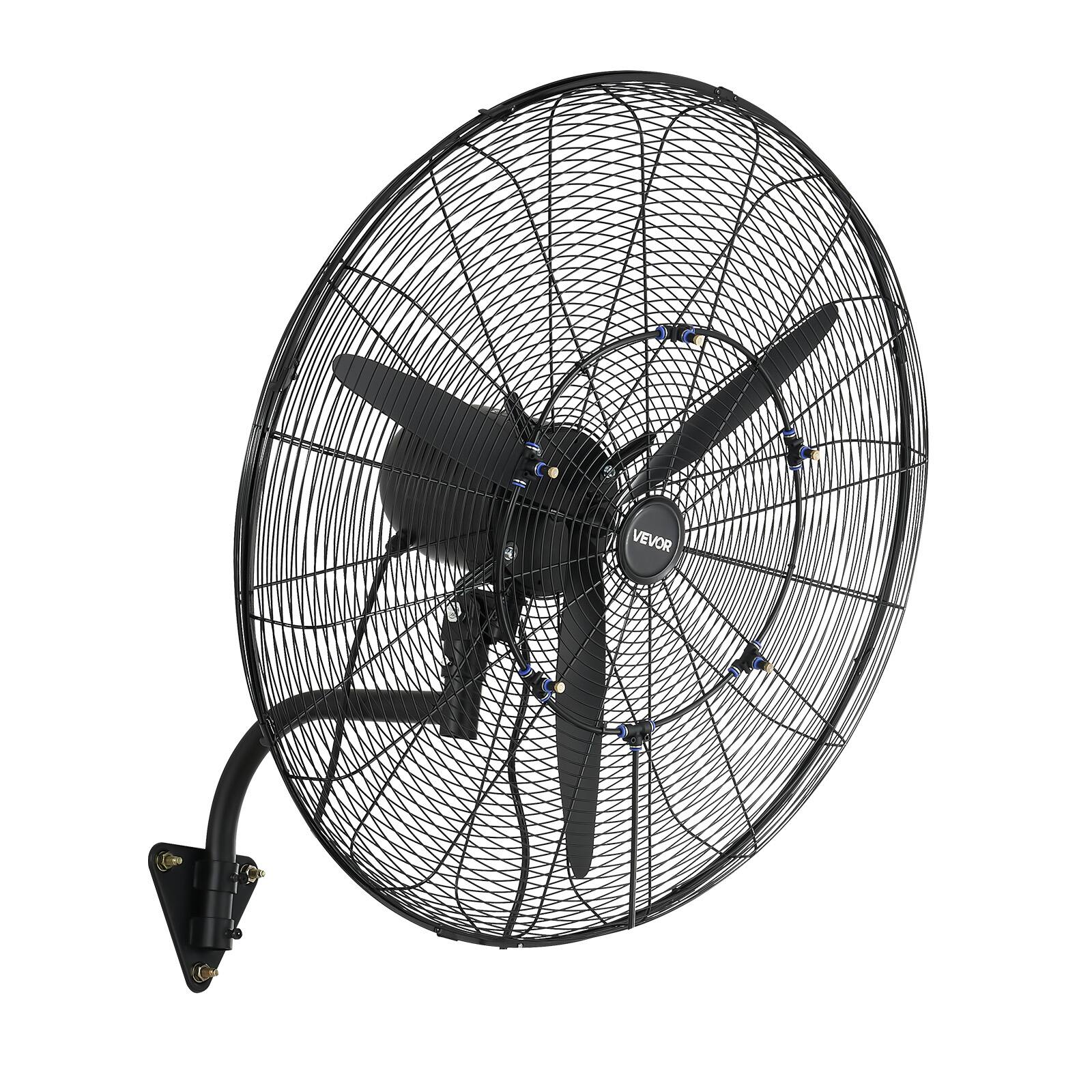 Alt View 5. VEVOR - Wall Mount Fan, 30 in Wall Mounted Hanging Fan with Oscillating & Mist, IP44-rated, 3-Speed, Powerful Air Reach - Black.