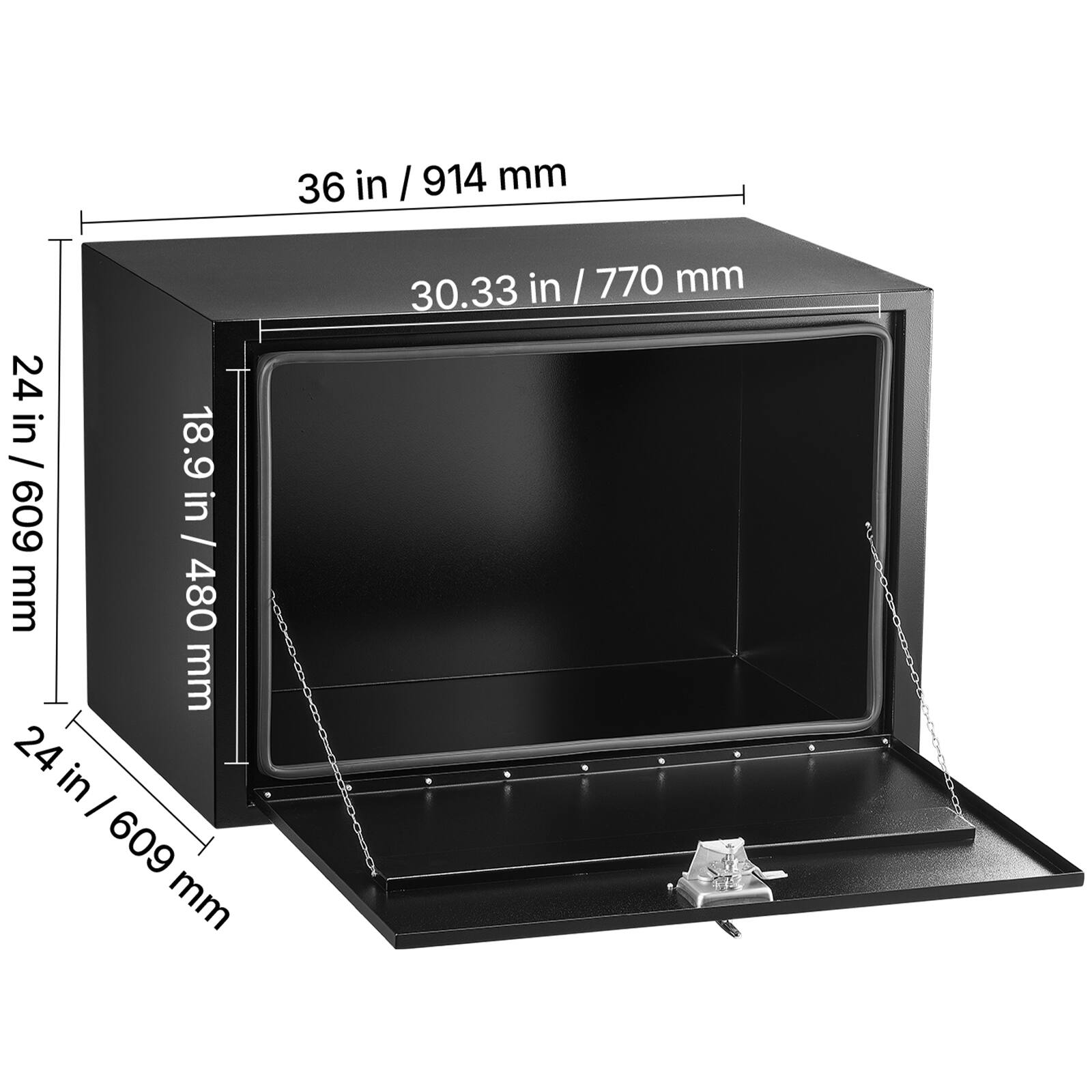36 in / 914 mm  
30.33 in / 770 mm  
24 in / 609 mm  
18.9 in / 480 mm