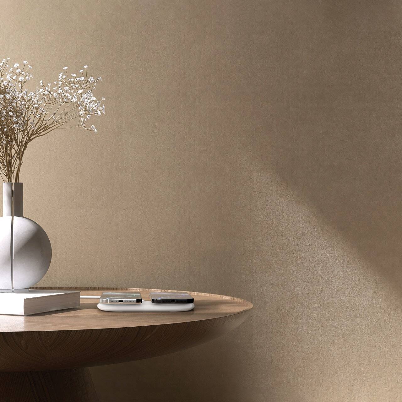 Alt View 2. Belkin - 15W Dual Qi2 Wireless Magnetic Charging Pad, MagSafe Compatible for iPhone & AirPods - White.