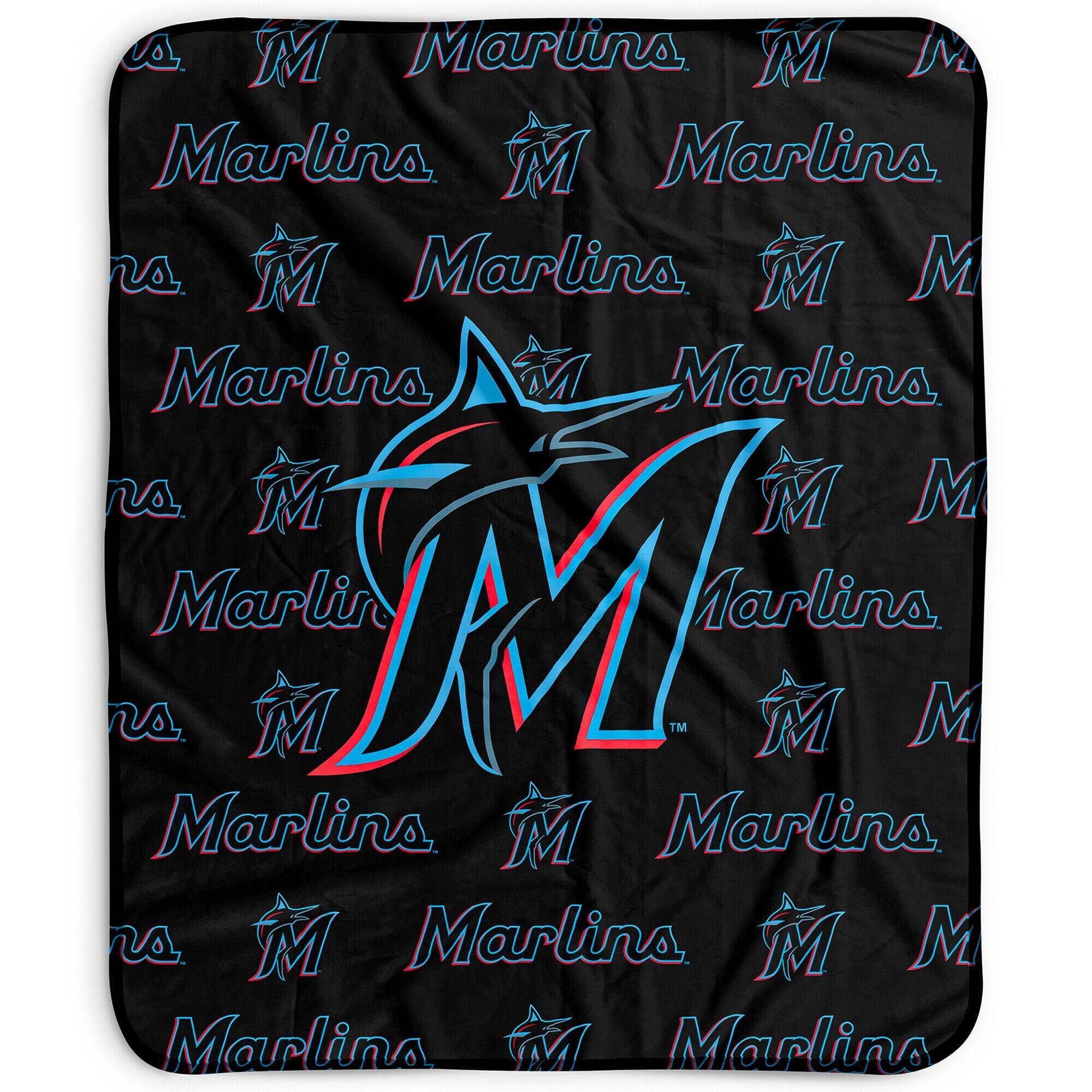 Pegasus - Miami Marlins 50" x 60" Repeat Wordmark Fleece Blanket - Multicolor