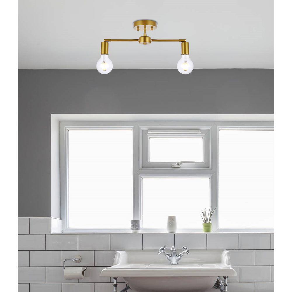 Back. Living District - Zane 2 lights brass flush mount - Brass.