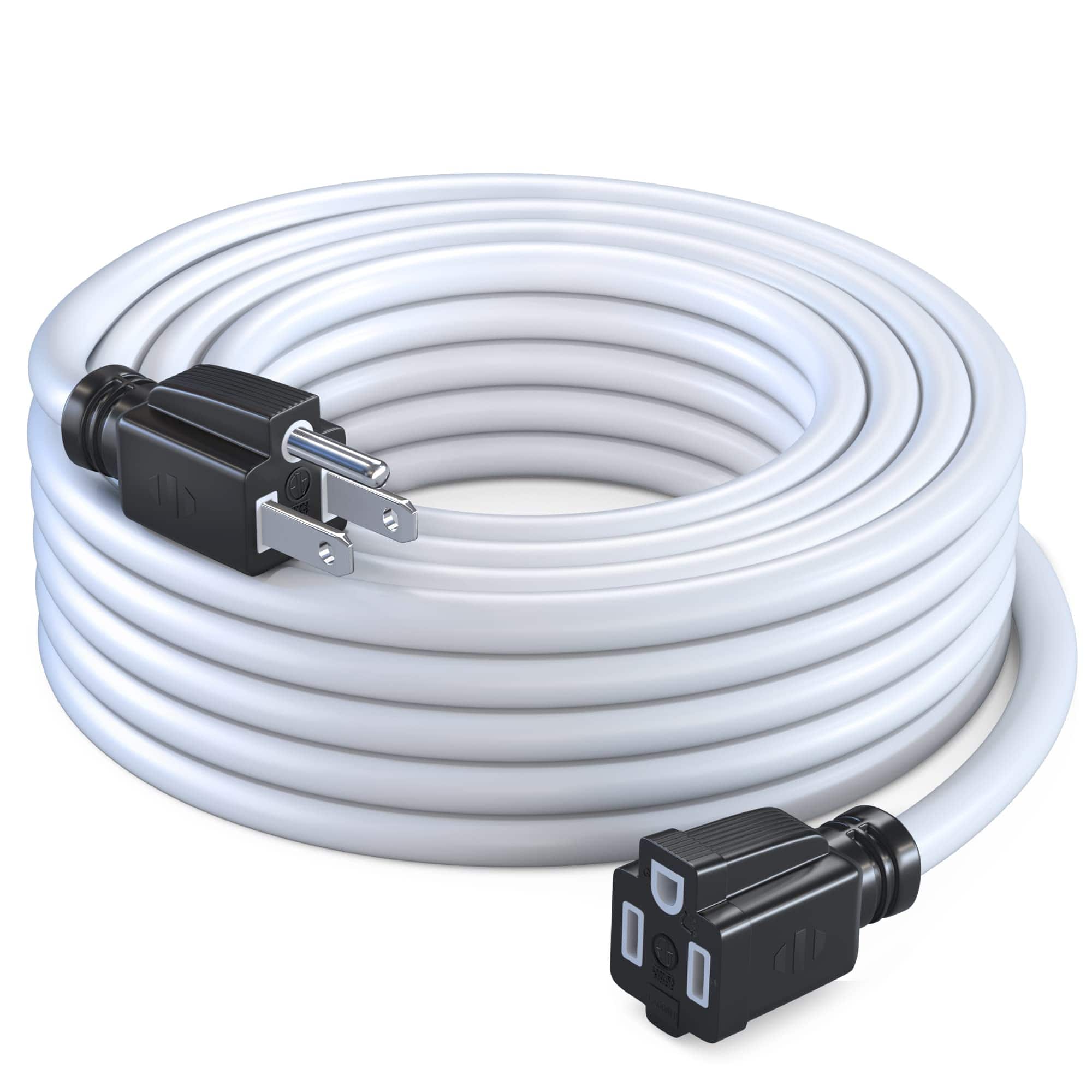 Maximm - Extension Cord 30 Ft – Indoor & Outdoor Power Cords, 16 AWG SJTW, Heavy Duty, ETL Listed - White