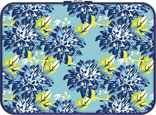 Front Standard. Macbeth Collection - Zipper Laptop Sleeve - Blue/White/Yellow.