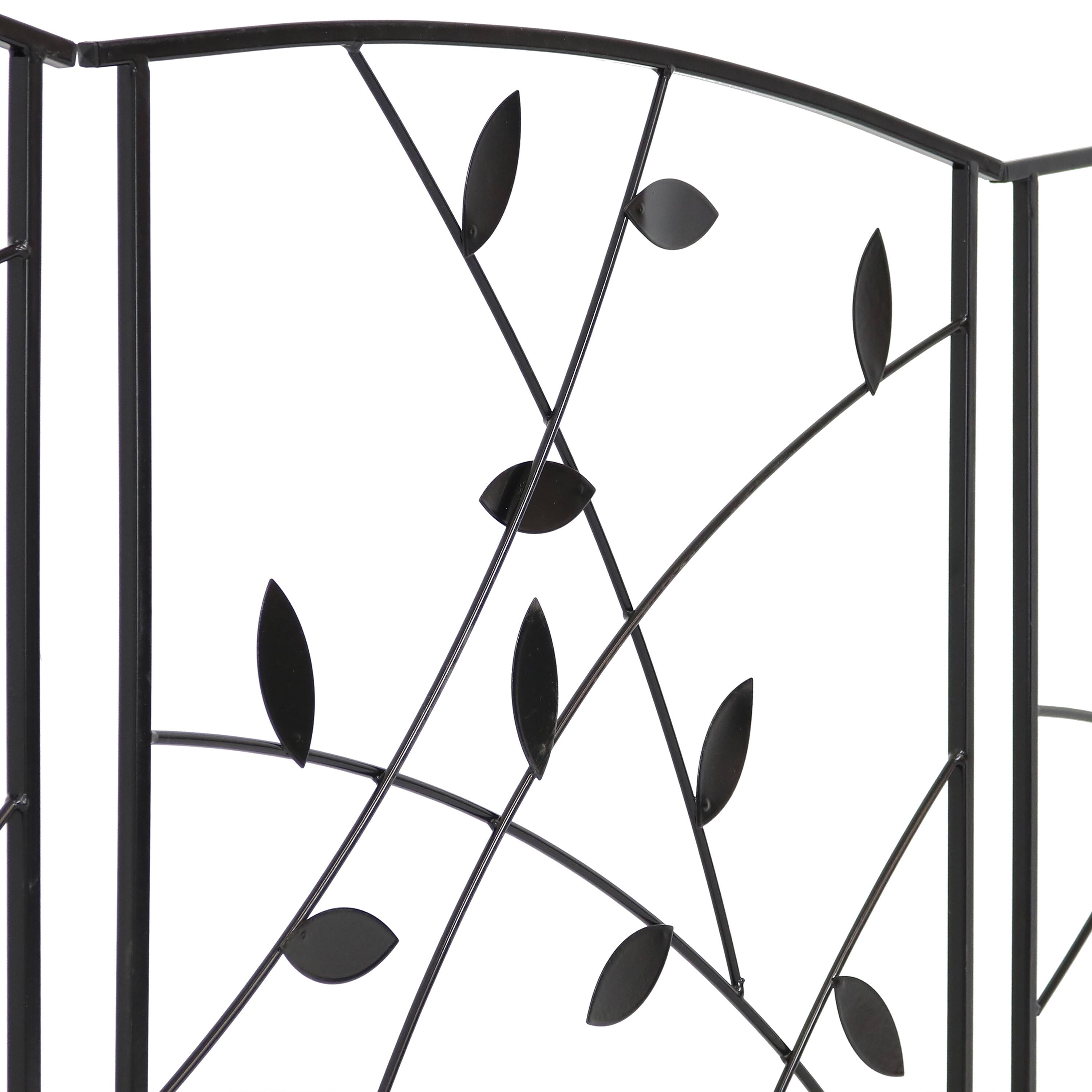 Alt View 7. Sunnydaze - 5-Piece Modern Leaves/Vines Steel Border Fencing - 6 ft - Black.