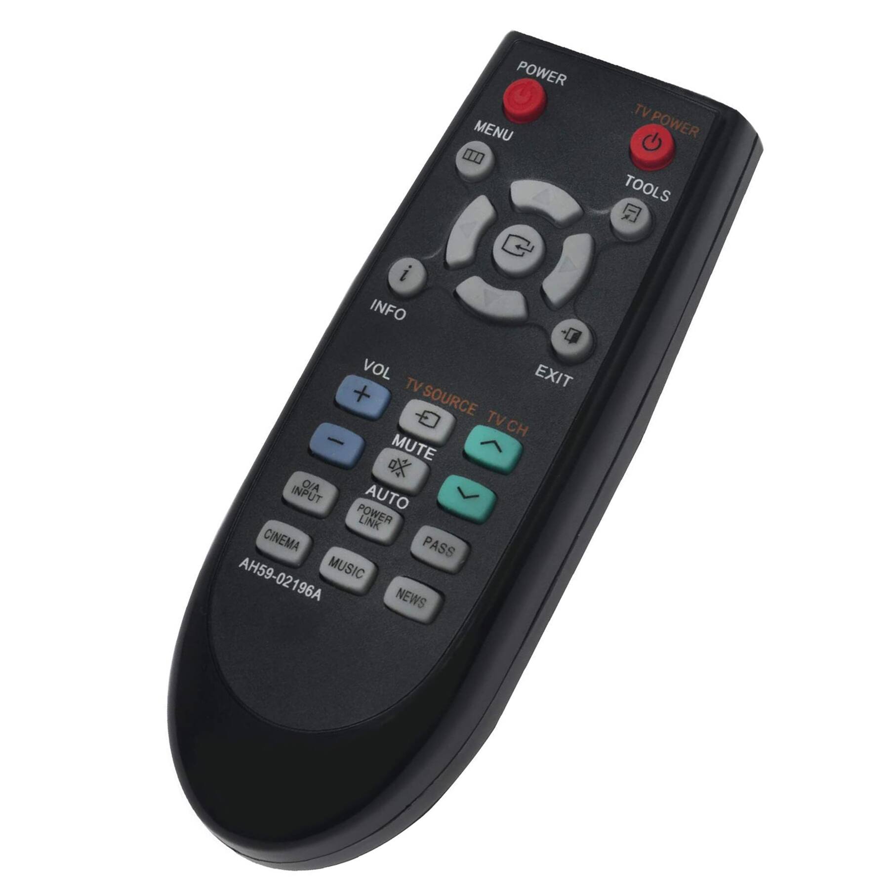 POWER MENU TV POWER TOOLS INFO VOL TV SOURCE TV CH EXIT MUTE O/A INPUT AUTO POWER LINK CINEMA PASS MUSIC NEWS AH59-02196A