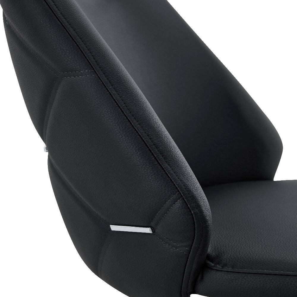 Alt View 6. Loheer - Loheer Black Dining Chairs Set of 2 Faux Leather High Back Upholstered Kitchen Chairs with Chrome Pull Handle - Black.