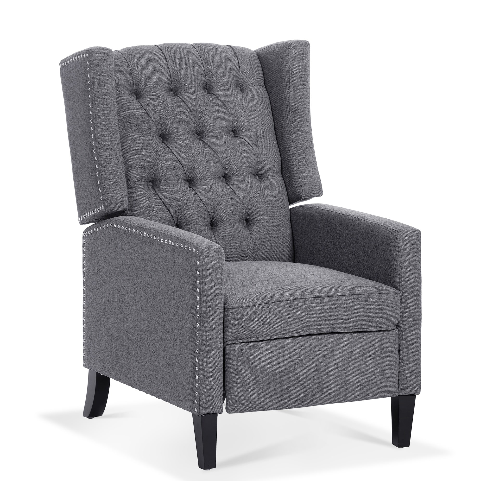 Boyel Living - Fabric Upholstered Tufted Manual Recliner Chair - Gray and Matte Black price history on PriceWatchPro