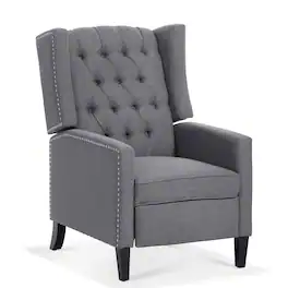 Boyel Living - Fabric Upholstered Tufted Manual Recliner Chair - Gray and Matte Black