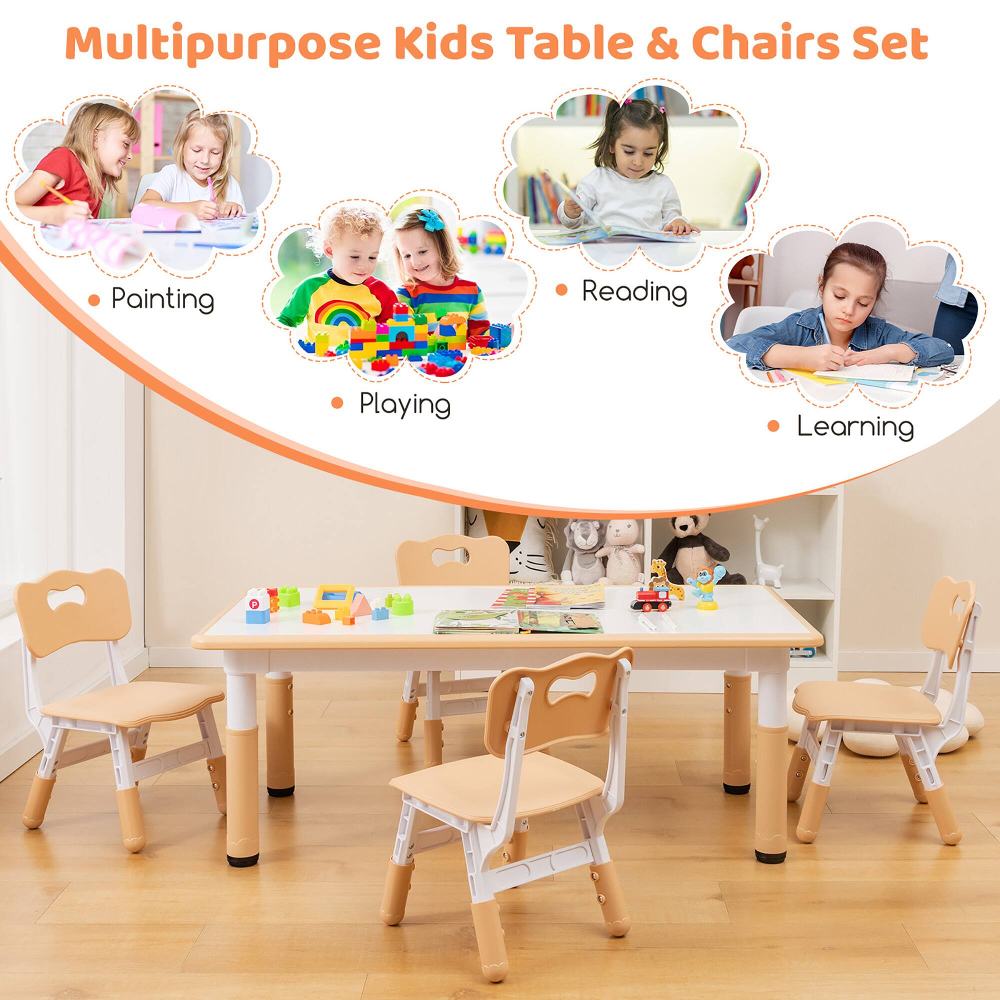 Multipurpose Kids Table & Chairs Set

- Painting
- Playing
- Reading
- Learning