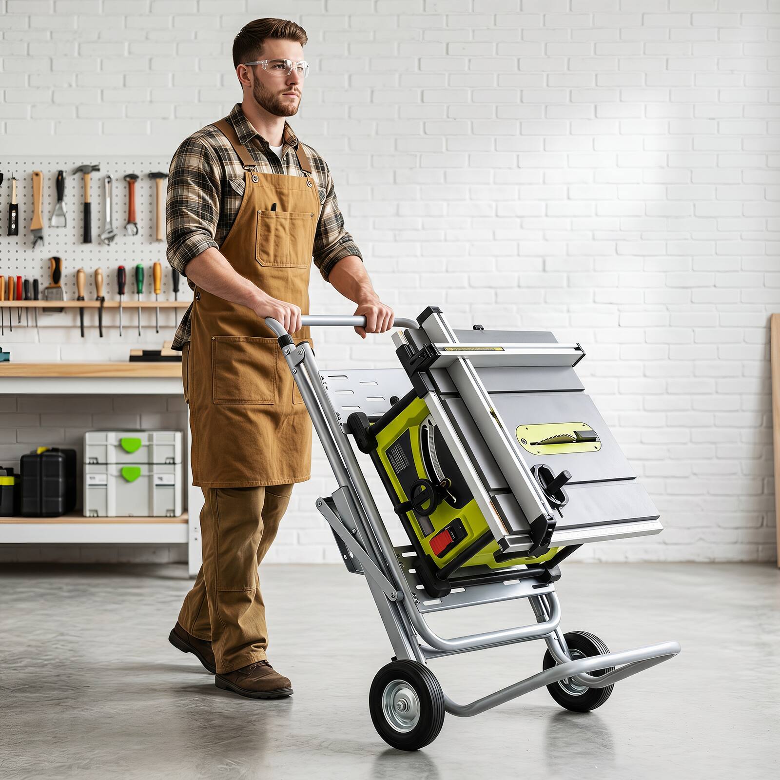 Alt View 3. Costway - Costway Portable Table Saw Stand with 8-Inch Rubber Wheels, Adjustable Mounting Options.