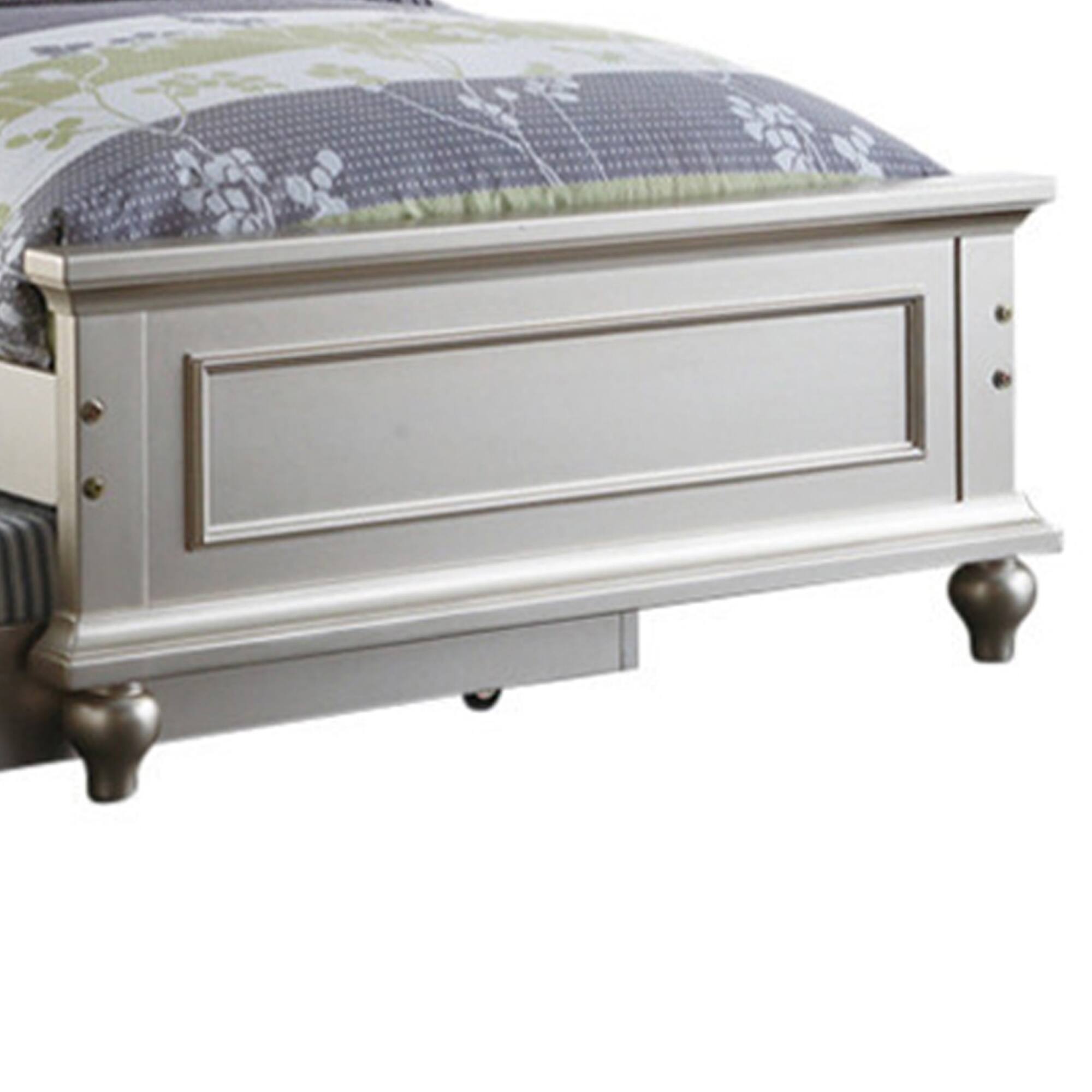 Alt View 3. Manhattan Lane - Cherub Twin Size Bed With Trundle - Silver & White.