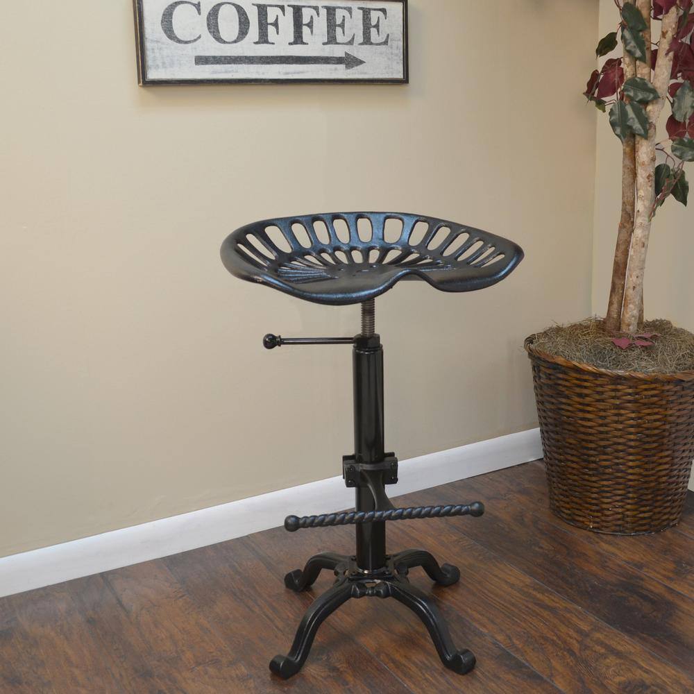 Alt View 4. Carolina Chair & Table - Adjustable Tractor Seat Barstool - Black - Black.