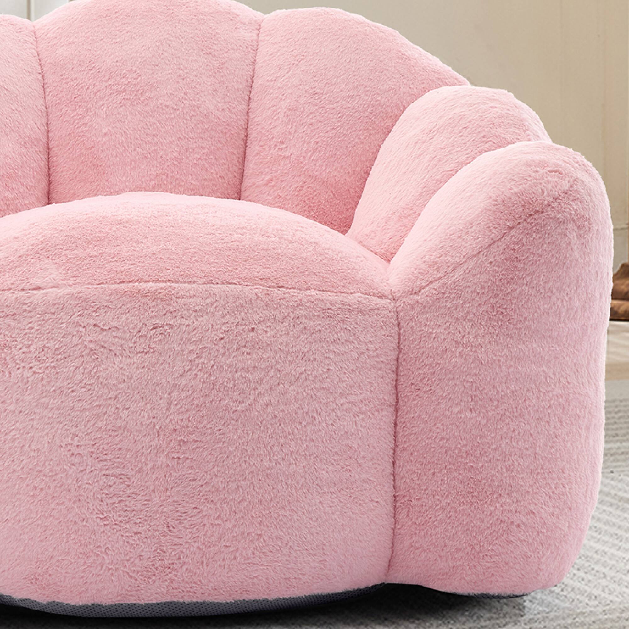 Alt View 5. GOODSILO - Lotus Style Compression Sofa Bean Bag Chair with Pull Ring for Easy Mobility and No Assembly Required - Pink.