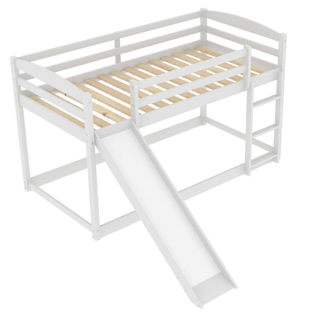 Alt View 7. Loheer - Loheer Twin Over Twin Bunk Bed with Slide and Ladder White - White.